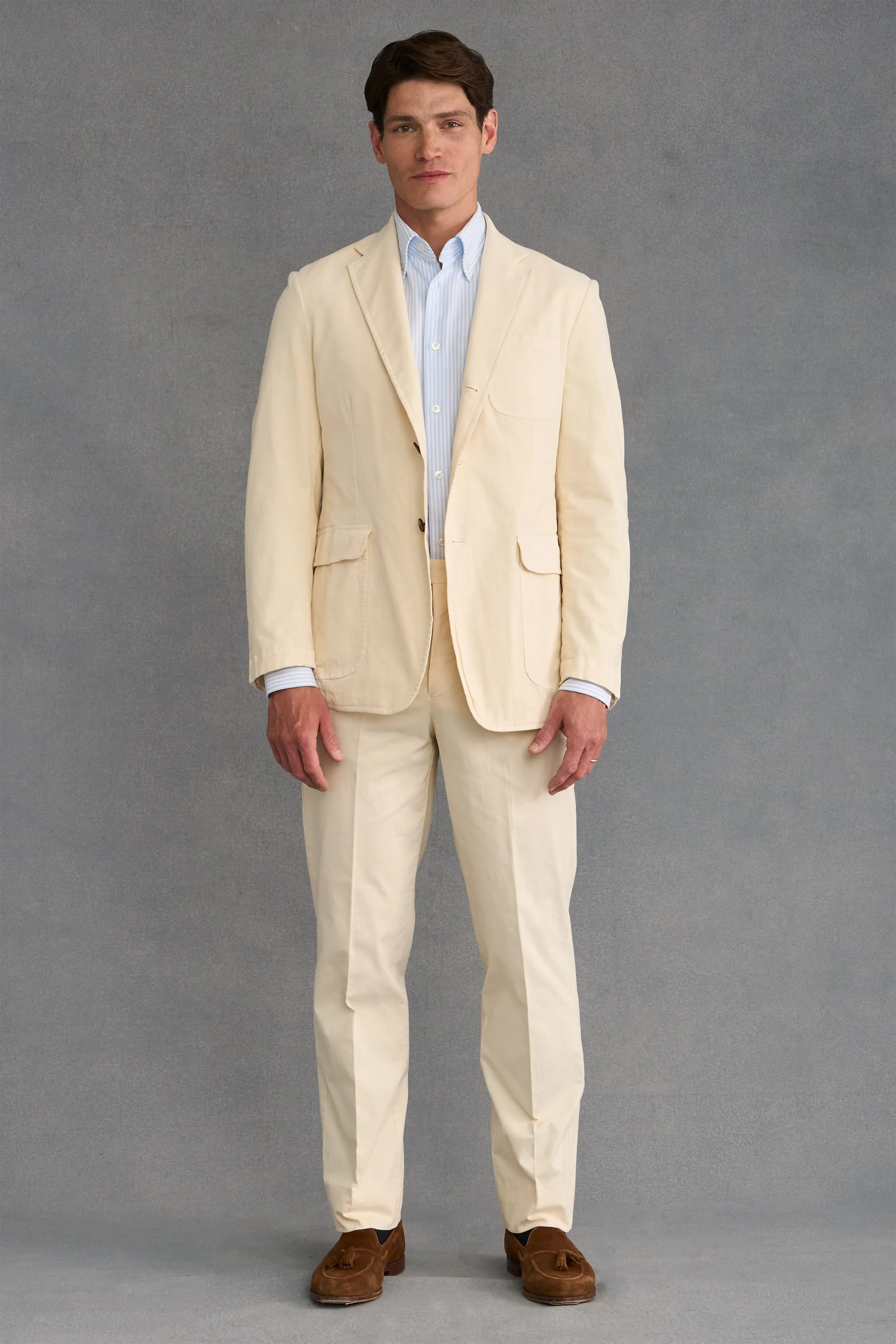 Cream Garment Dyed Single Breasted Jacket sold by New & Lingwood product image thumbnail 2