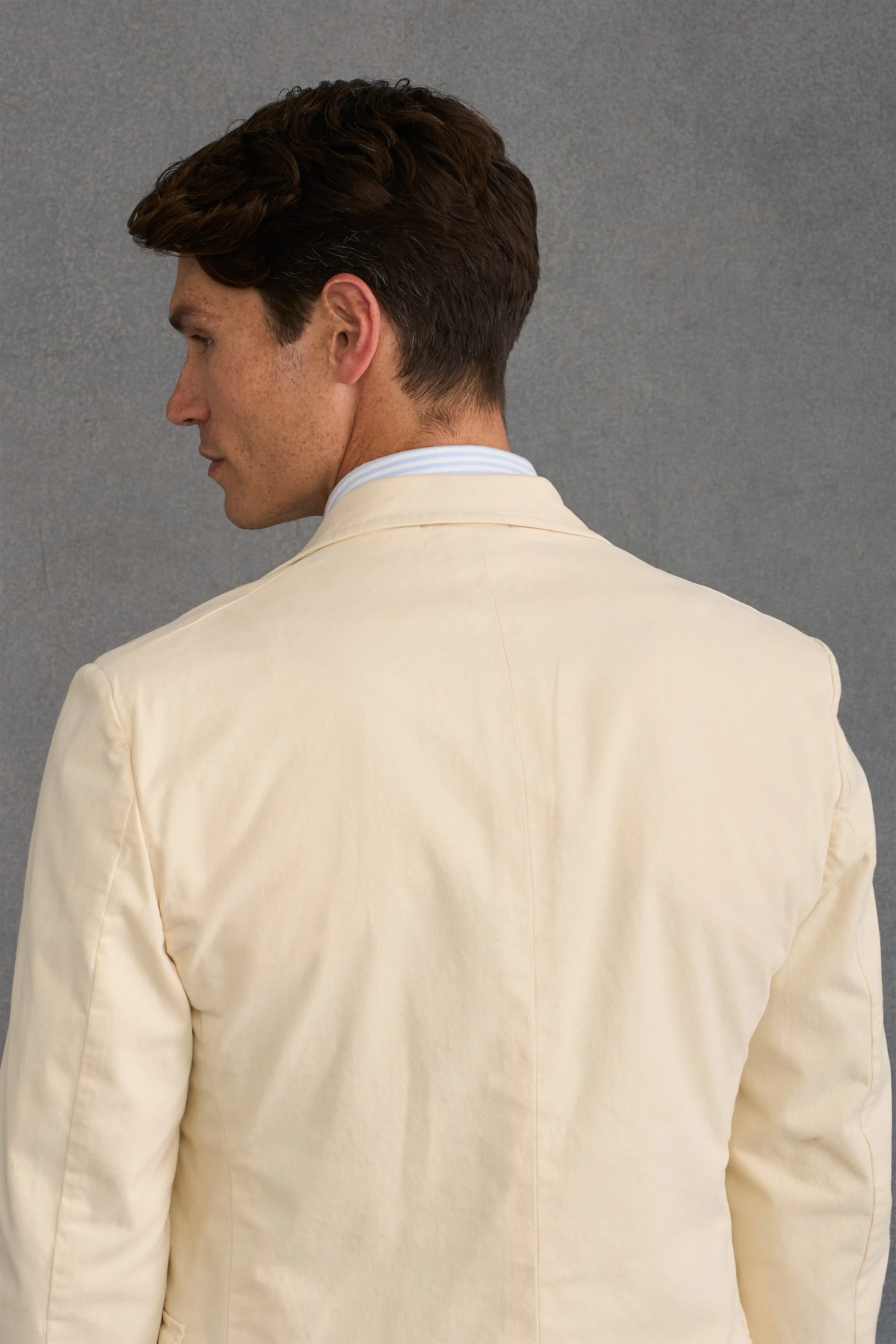 Cream Garment Dyed Single Breasted Jacket sold by New & Lingwood product image thumbnail 3