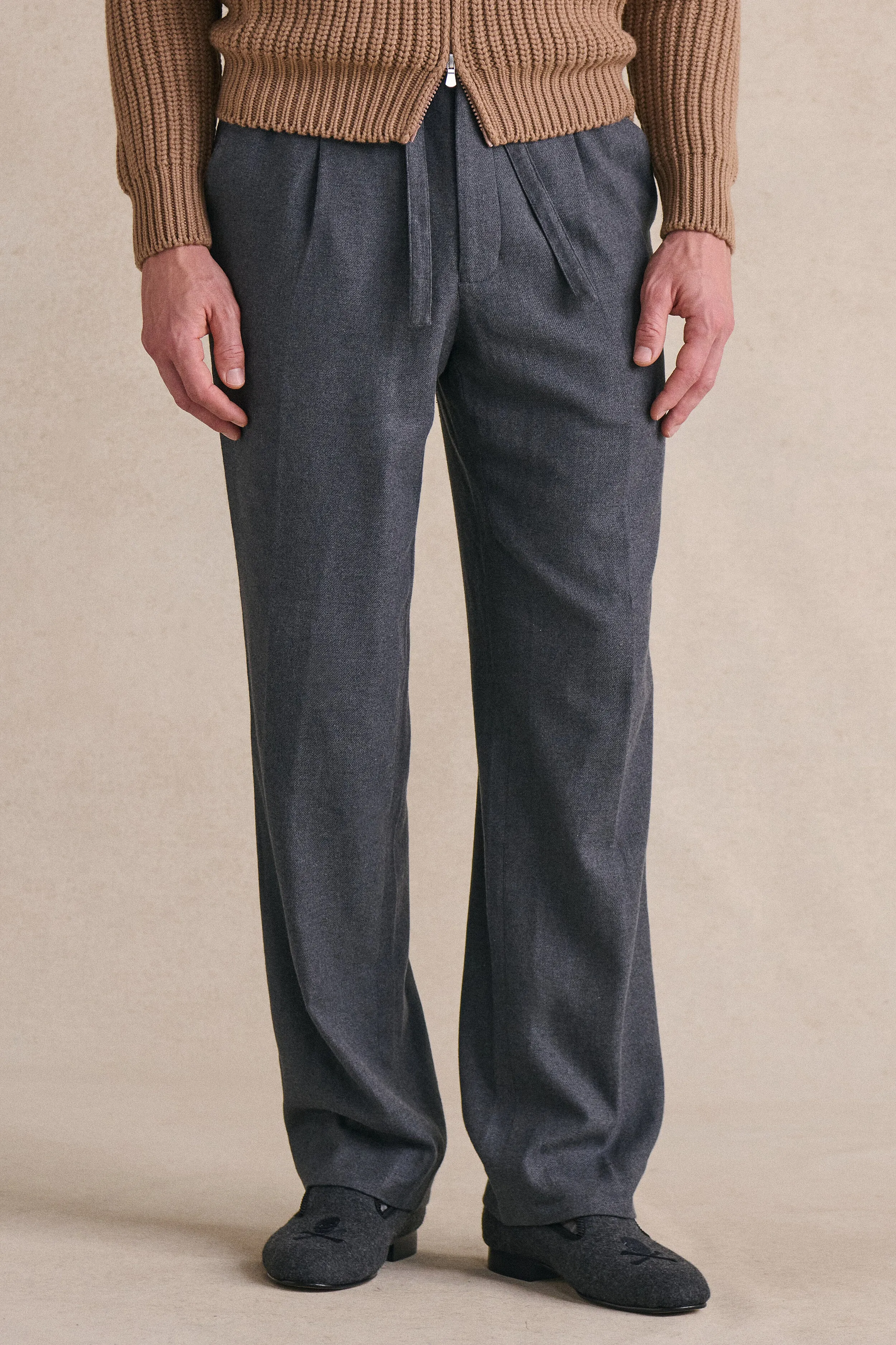 Grey Cotton & Cashmere Lounge Trousers sold by New & Lingwood