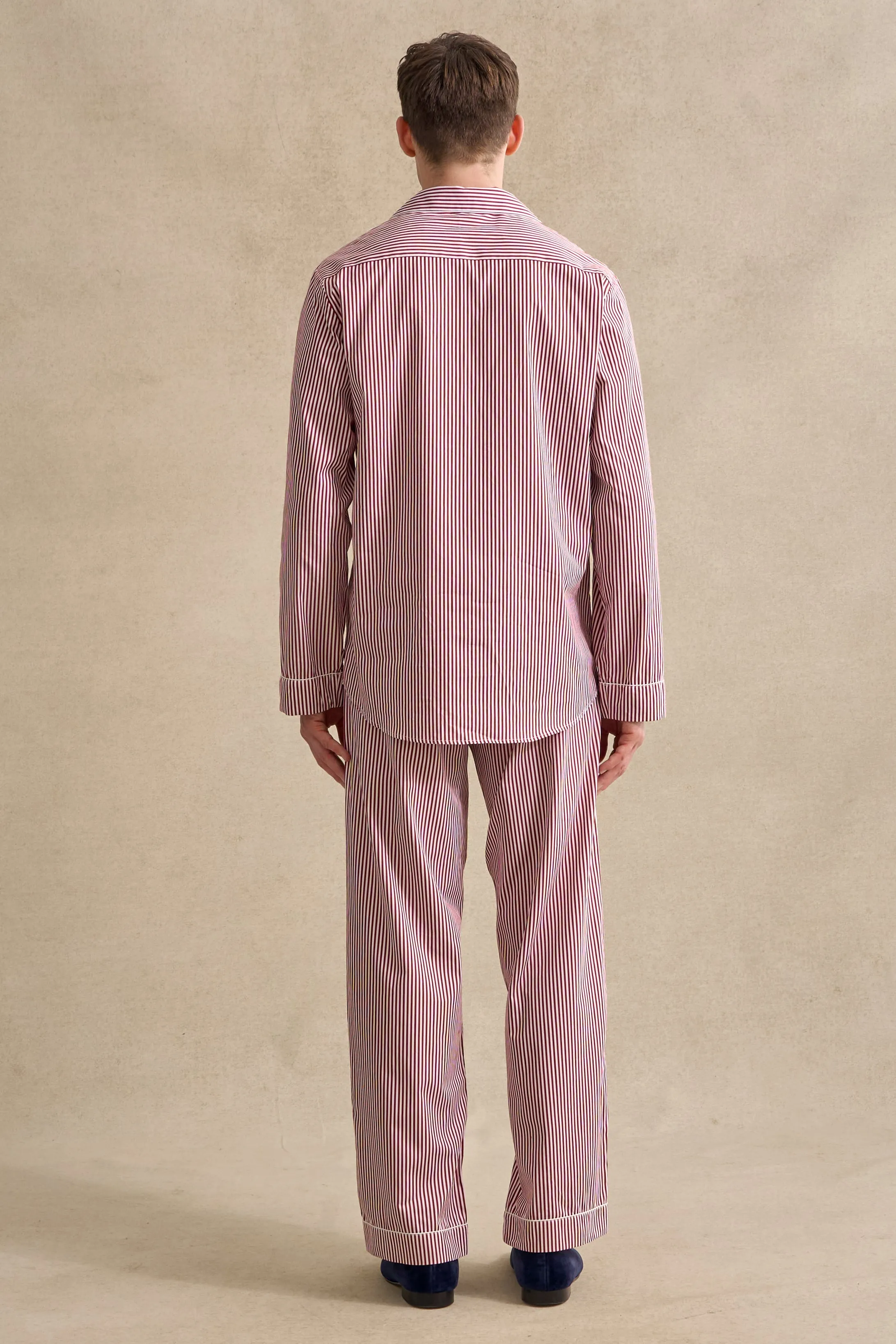 Red & White Bengal Stripe Cotton Pyjama Set sold by New & Lingwood product image thumbnail 5