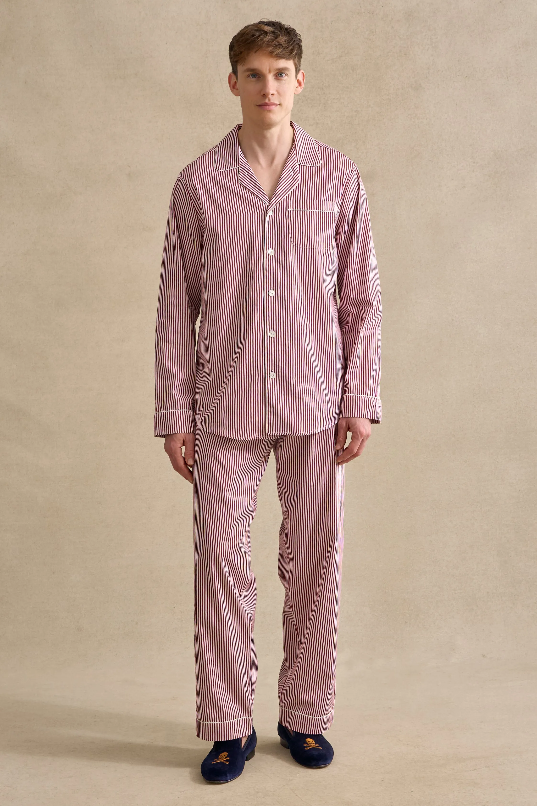 Red & White Bengal Stripe Cotton Pyjama Set sold by New & Lingwood product image thumbnail 4