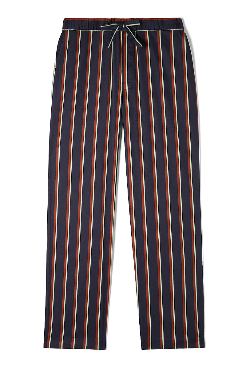 Navy & Burgundy Signature Stripe Lounge Trousers sold by New & Lingwood product image thumbnail 2