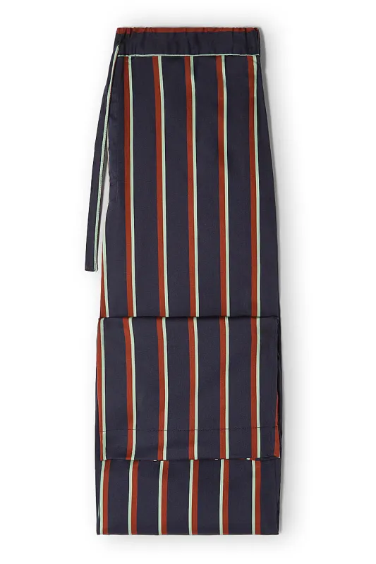 Navy & Burgundy Signature Stripe Lounge Trousers sold by New & Lingwood