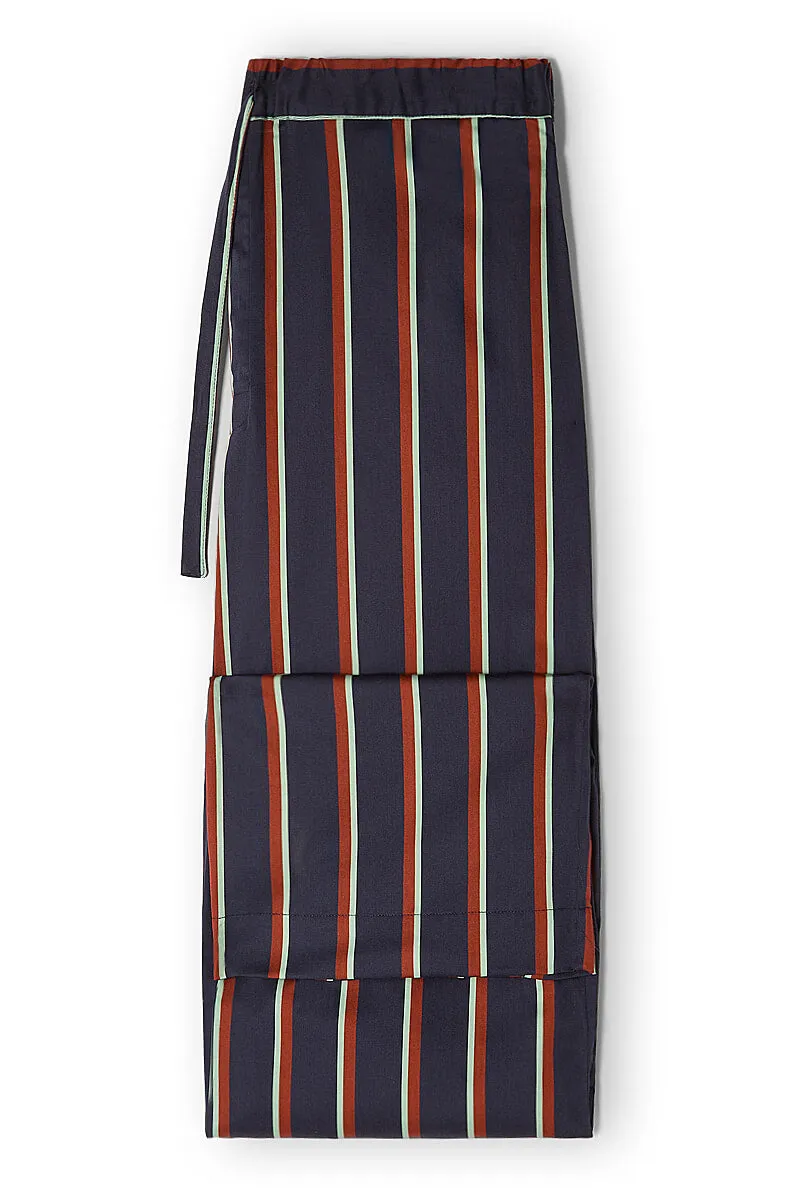 Navy & Burgundy Signature Stripe Lounge Trousers sold by New & Lingwood