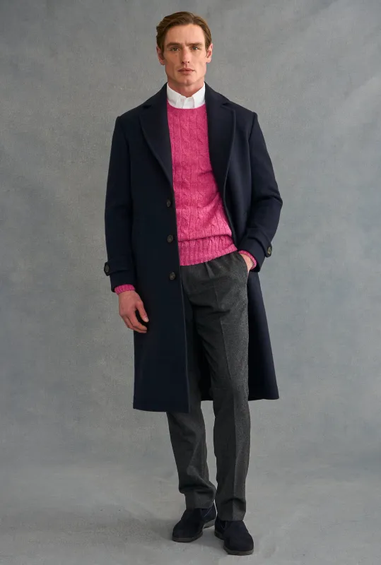 Navy Single Breasted Wool Coat sold by New & Lingwood