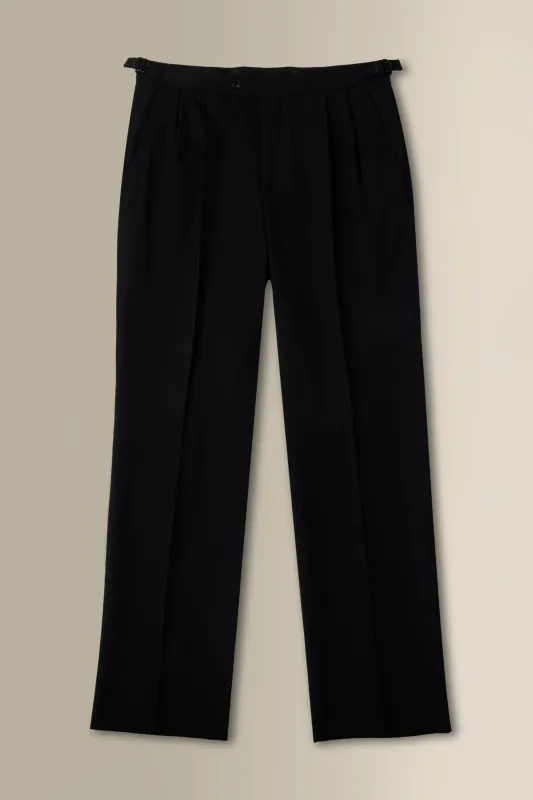 Black Double Pleat Barathea Trousers sold by New & Lingwood
