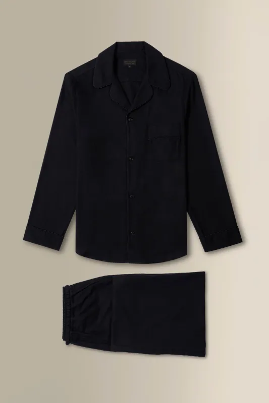 Black Cotton & Cashmere Pyjama Set made by New & Lingwood