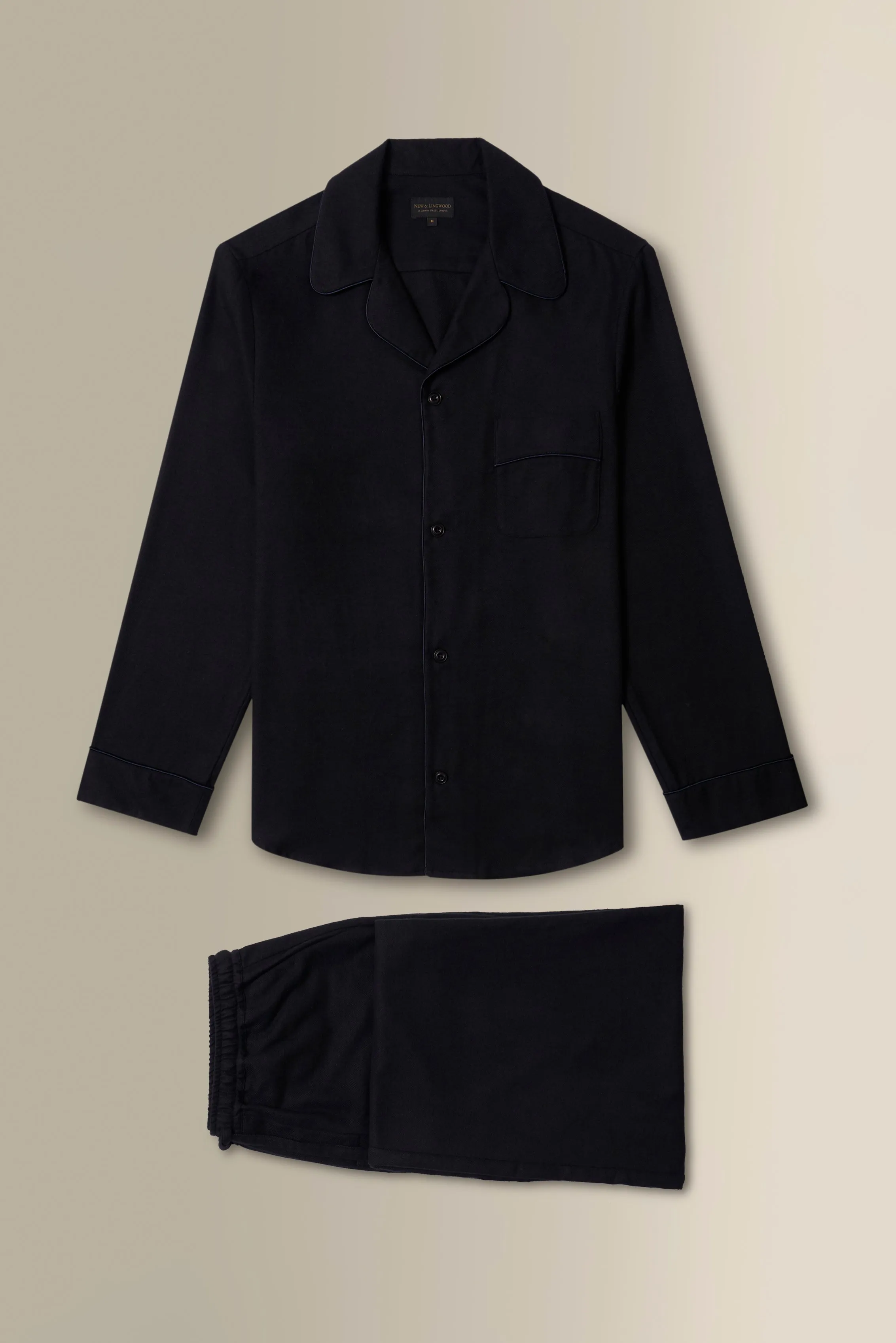 Black Cotton & Cashmere Pyjama Set sold by New & Lingwood