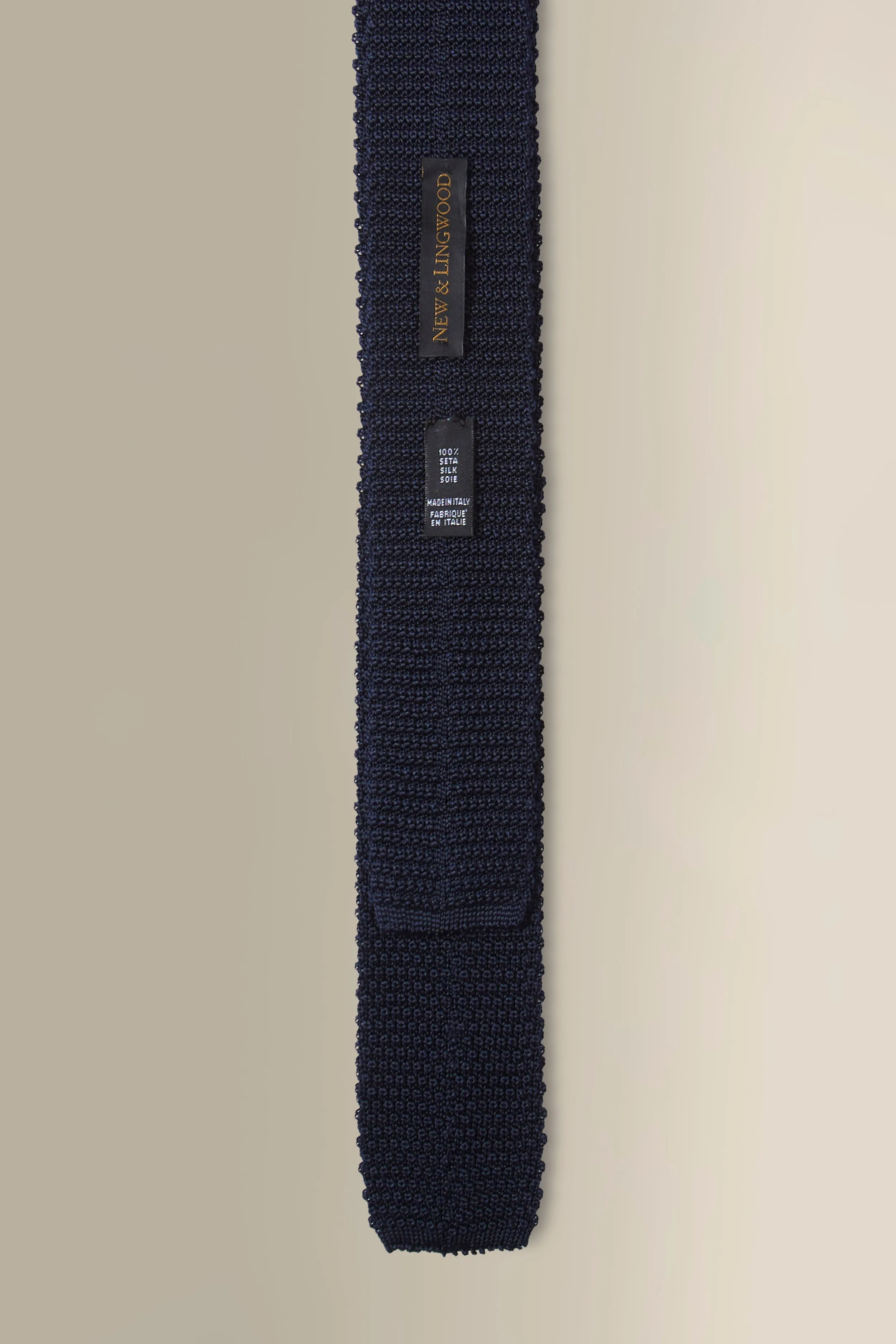 Navy & Maroon Spot Knitted Silk Tie sold by New & Lingwood product image thumbnail 2