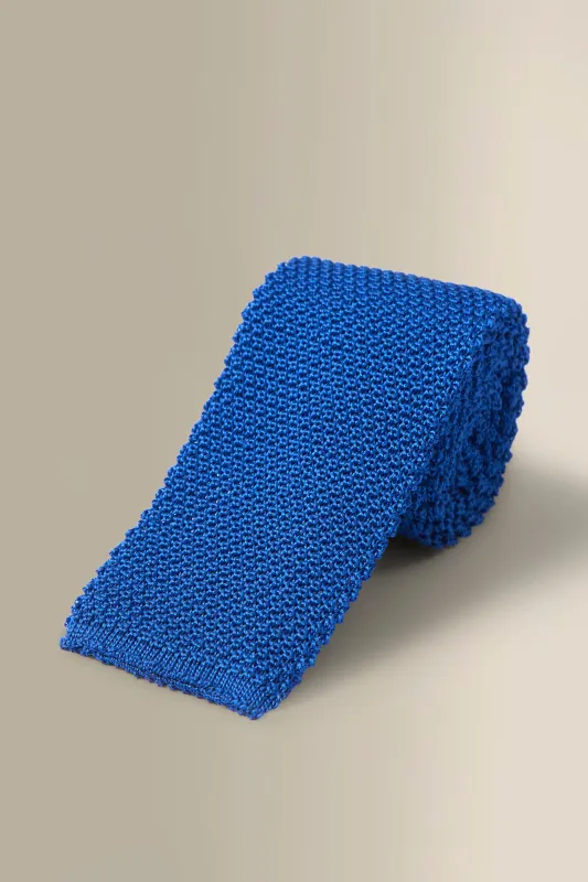 Blue Knitted Silk Tie sold by New & Lingwood