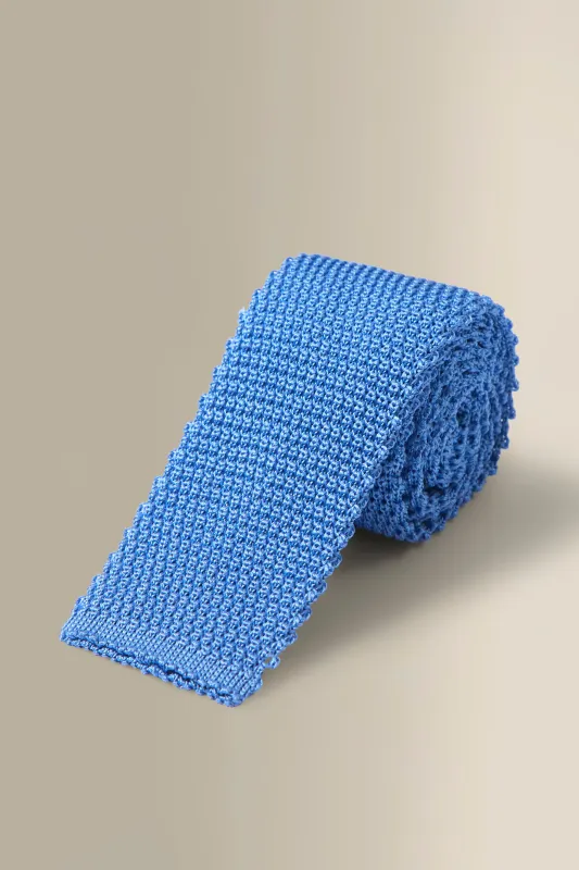 Sky Knitted Silk Tie sold by New & Lingwood