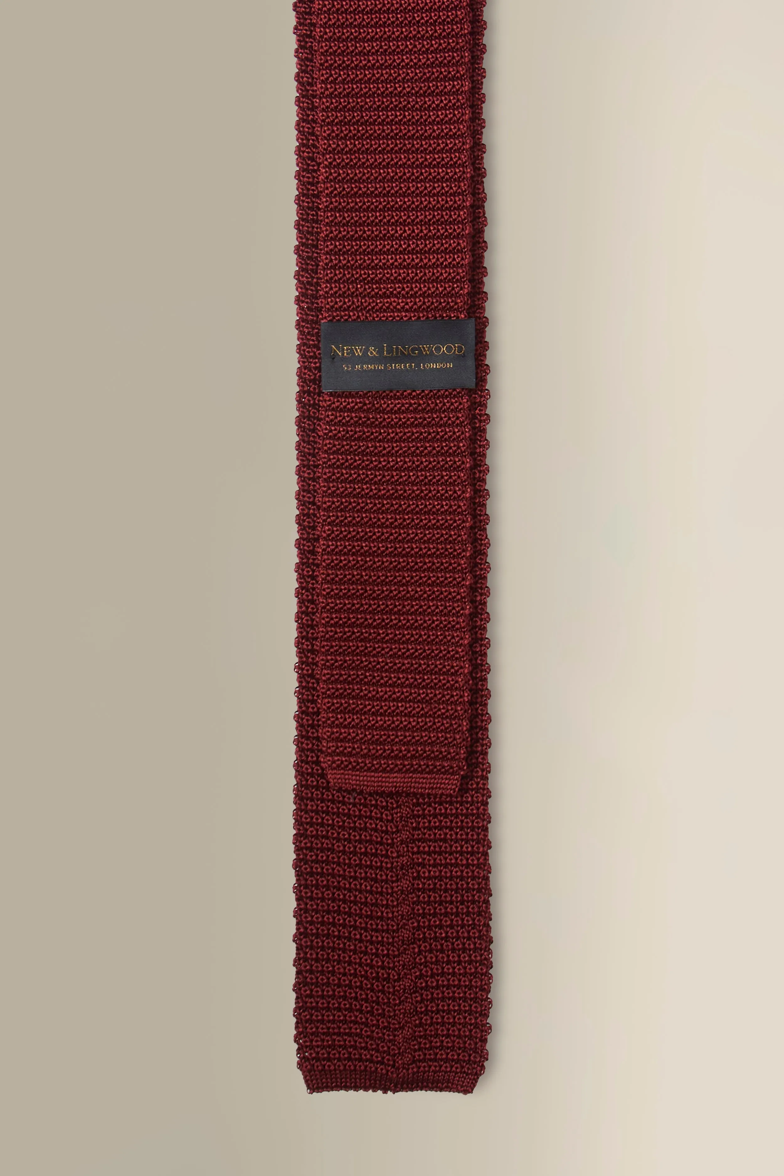 Maroon Knitted Silk Tie sold by New & Lingwood product image thumbnail 3