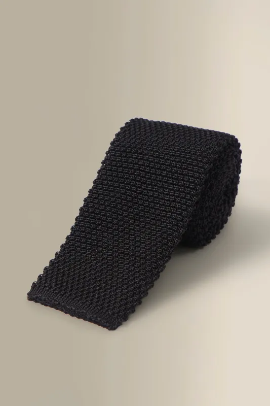 Black Knitted Silk Tie sold by New & Lingwood