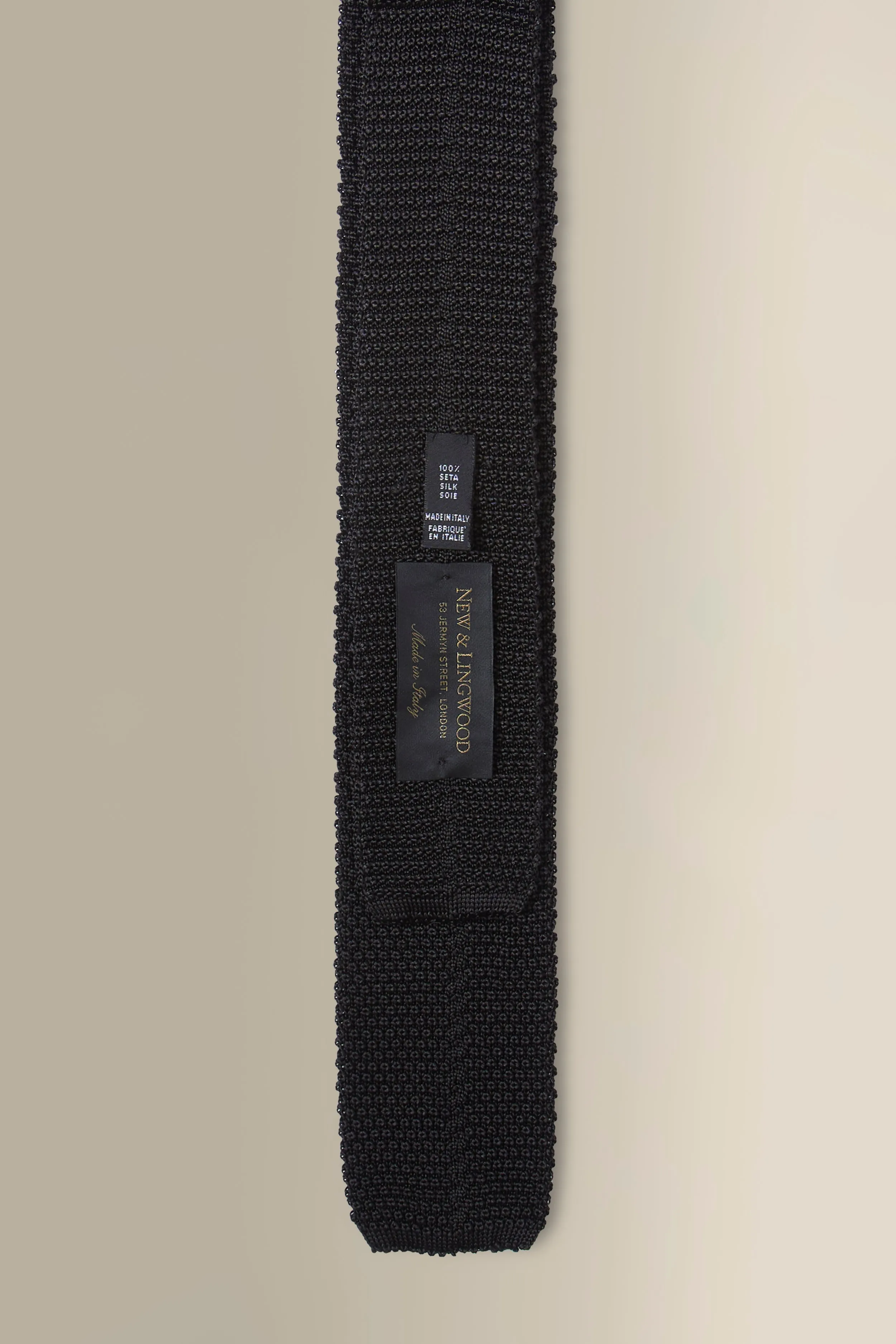 Black Knitted Silk Tie sold by New & Lingwood product image thumbnail 3