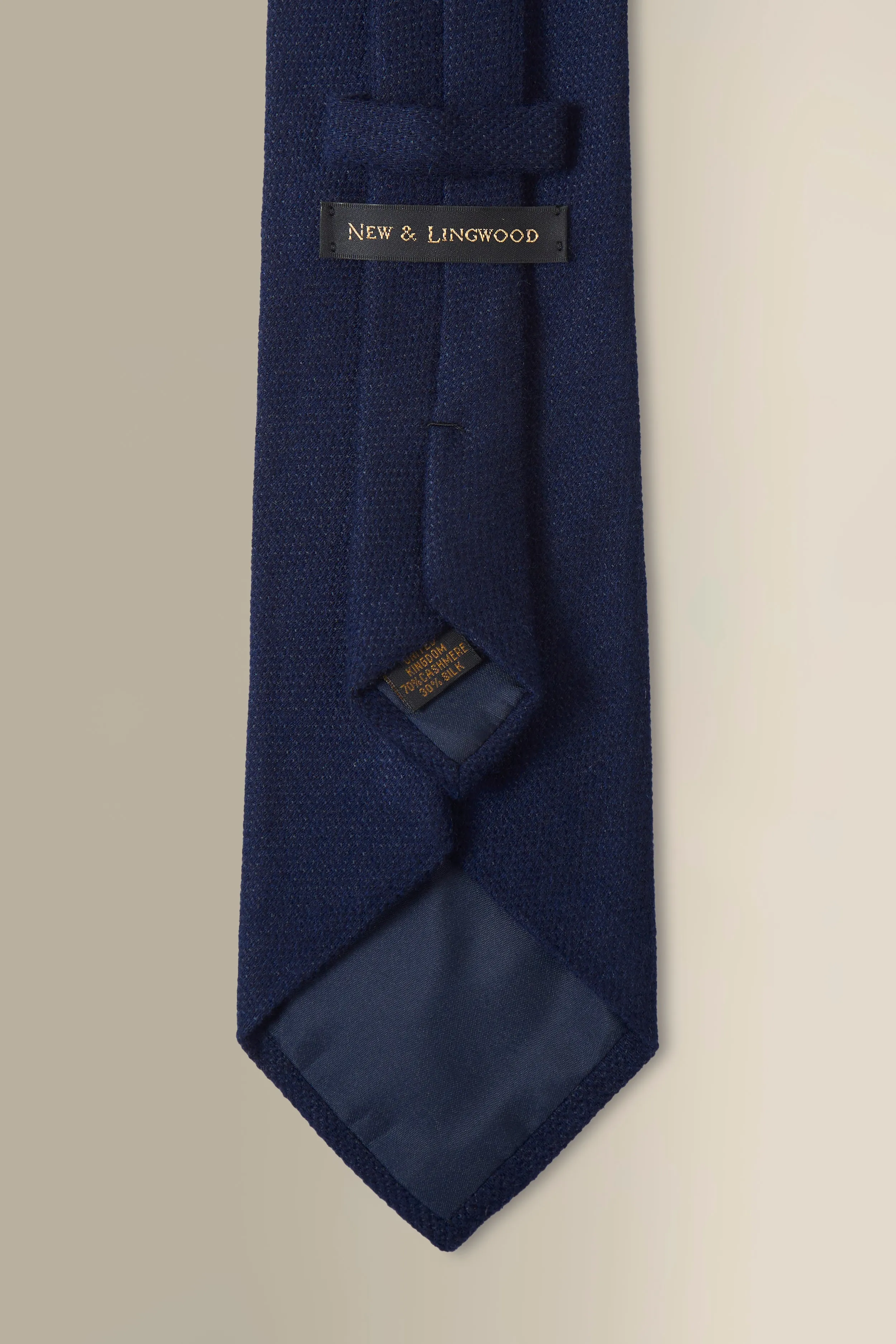 Navy Woven Cashmere Tie sold by New & Lingwood product image thumbnail 4