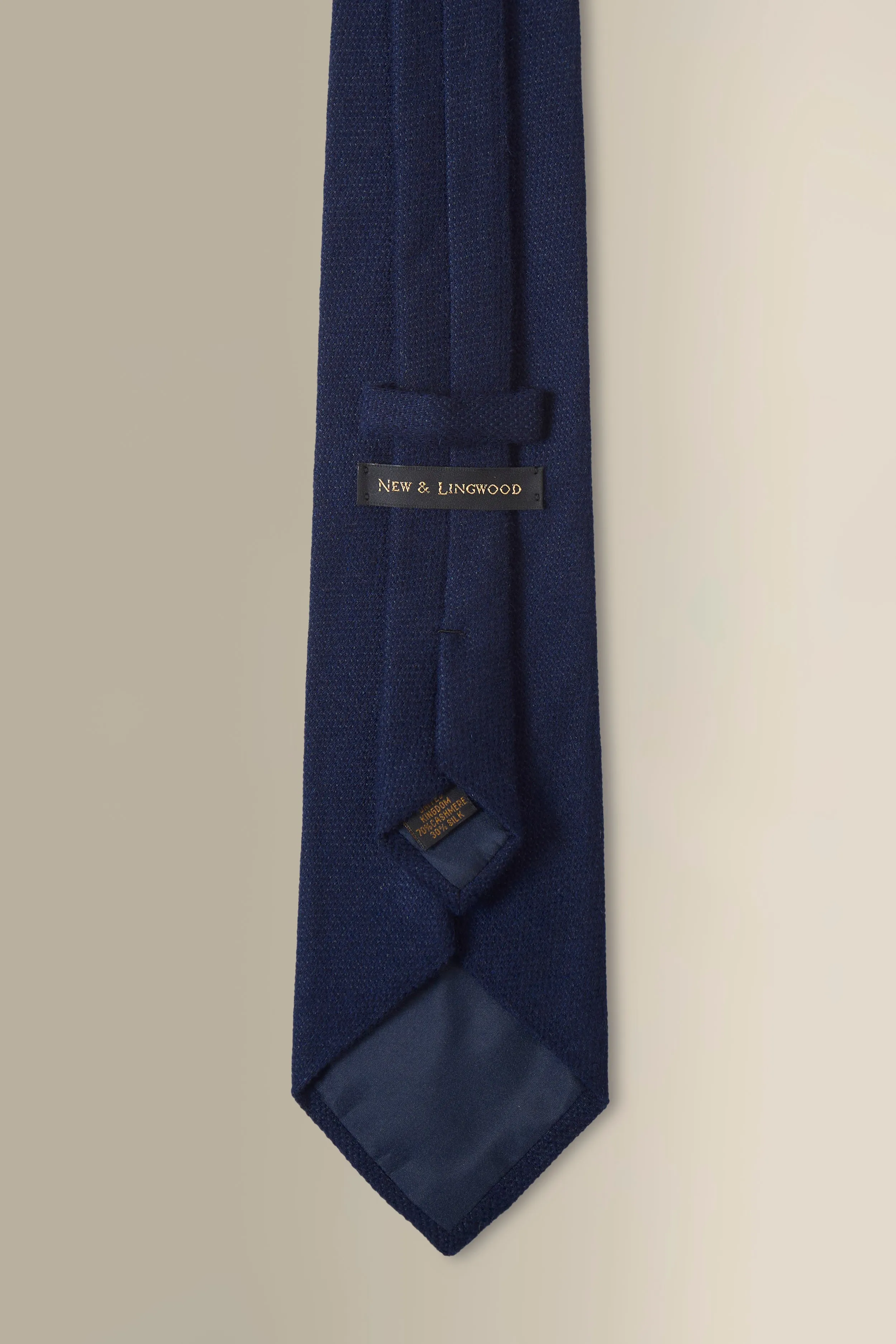 Navy Woven Cashmere Tie sold by New & Lingwood product image thumbnail 3