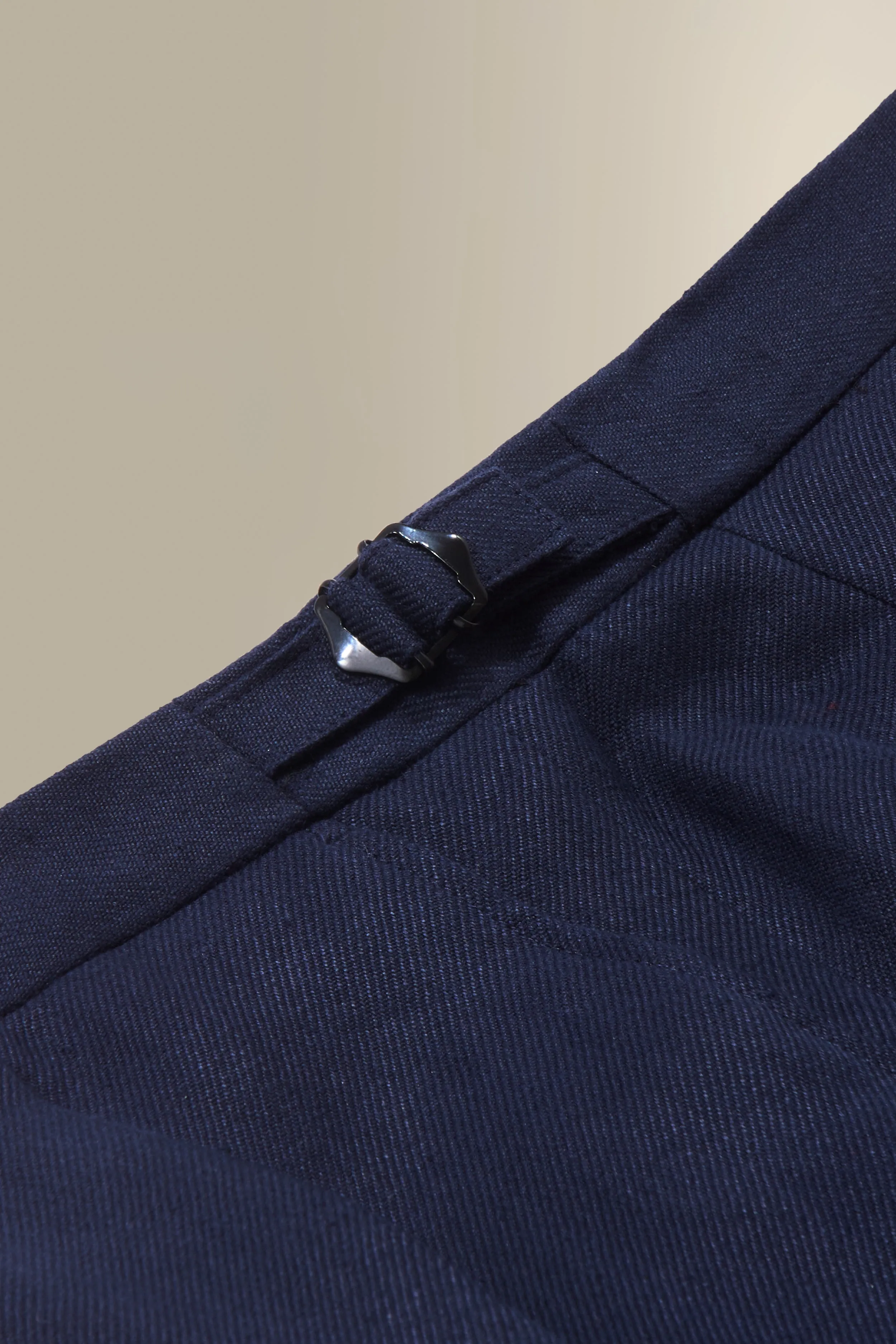 Navy Single Pleat Linen Twill Trousers sold by New & Lingwood product image thumbnail 2