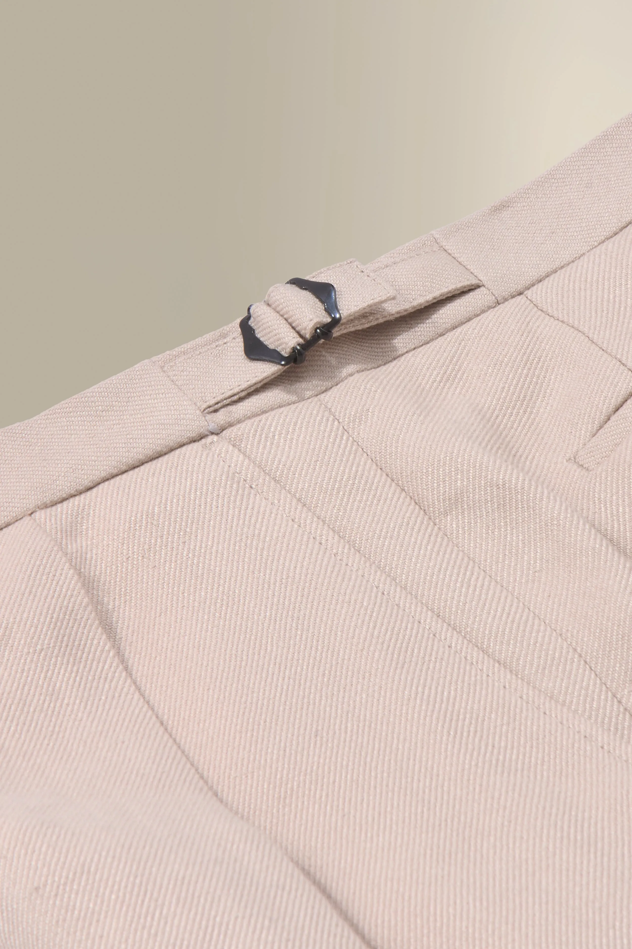 Cream Single Pleat Linen Twill Trousers sold by New & Lingwood product image thumbnail 3
