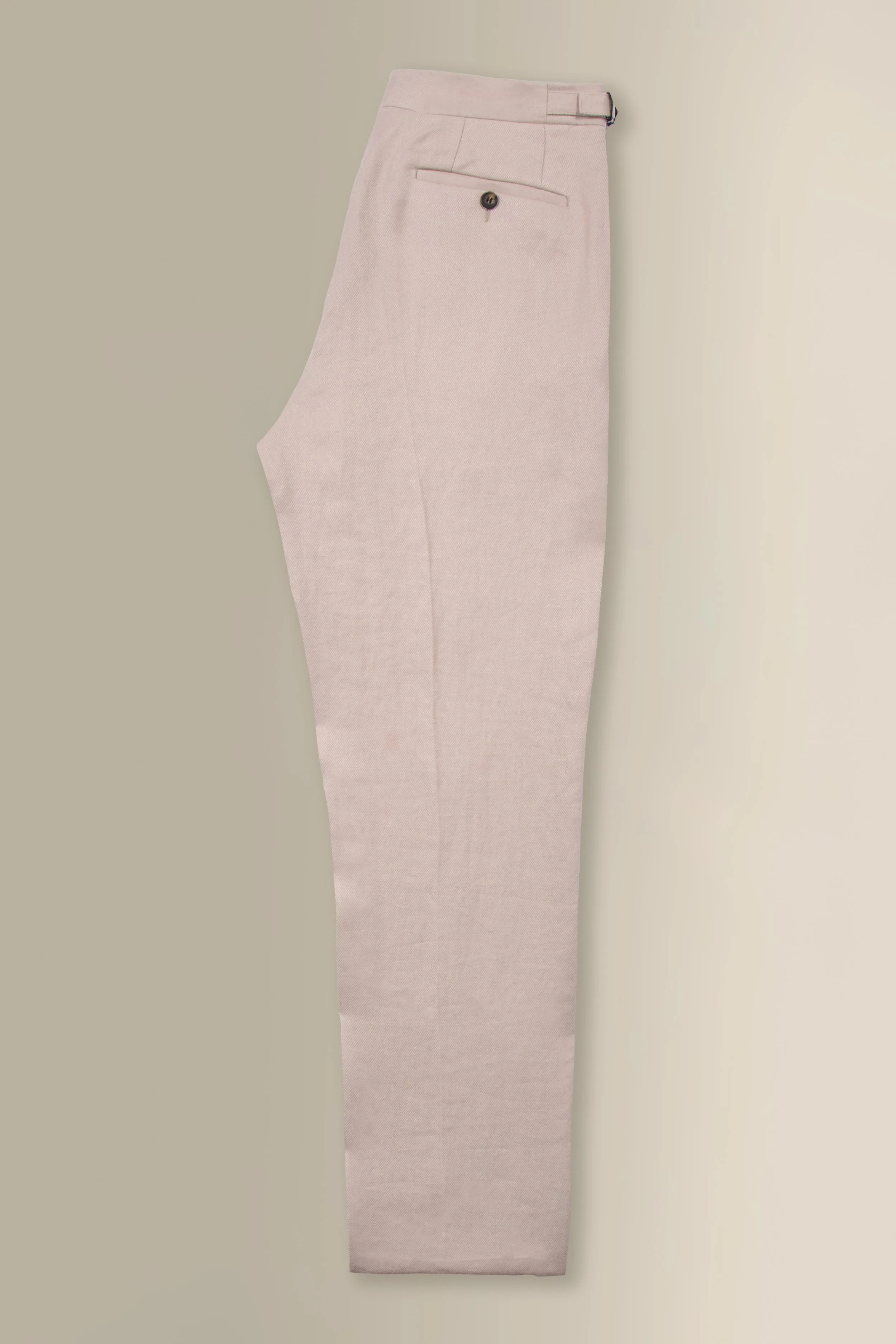 Cream Single Pleat Linen Twill Trousers sold by New & Lingwood product image thumbnail 2