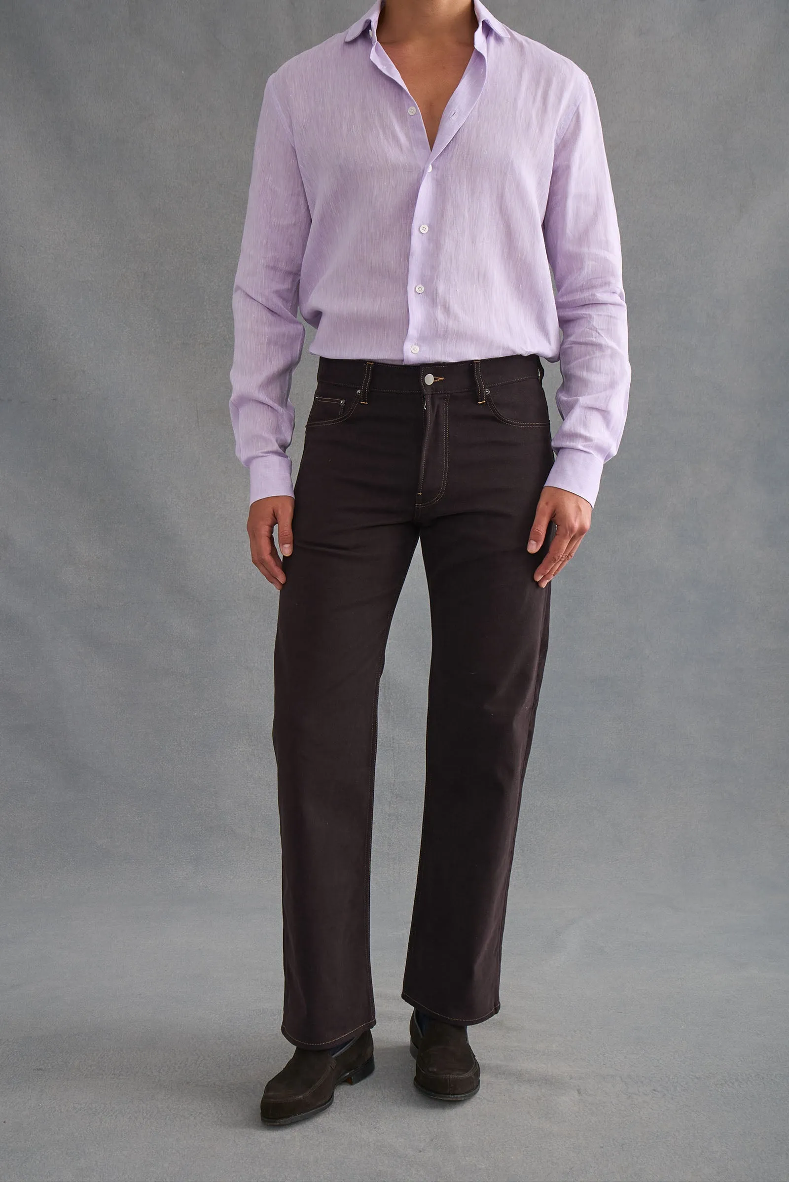 Lilac Cutaway Collar Standard Fit Single Cuff Linen Shirt sold by New & Lingwood product image thumbnail 2
