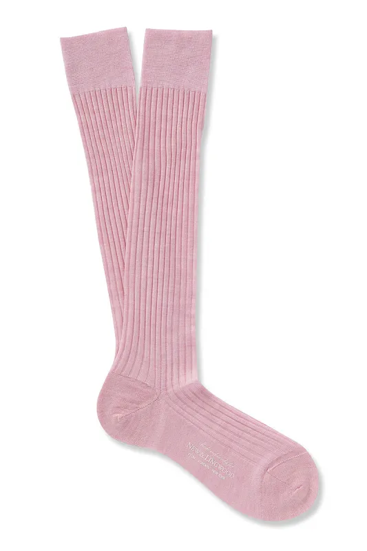 Pink Long Lightweight Wool Socks made by New & Lingwood