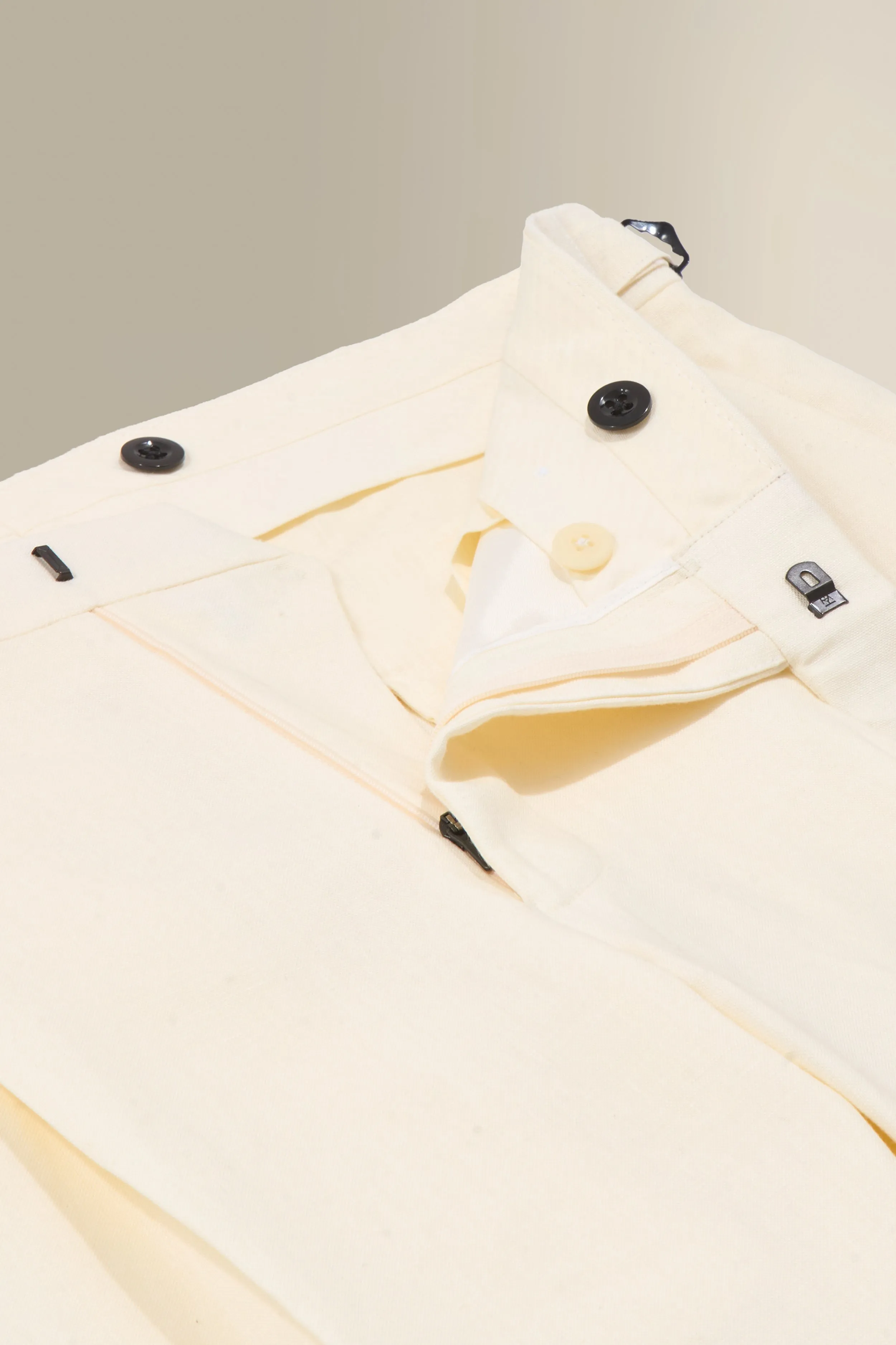Cream Single Pleat Linen Trousers sold by New & Lingwood product image thumbnail 4