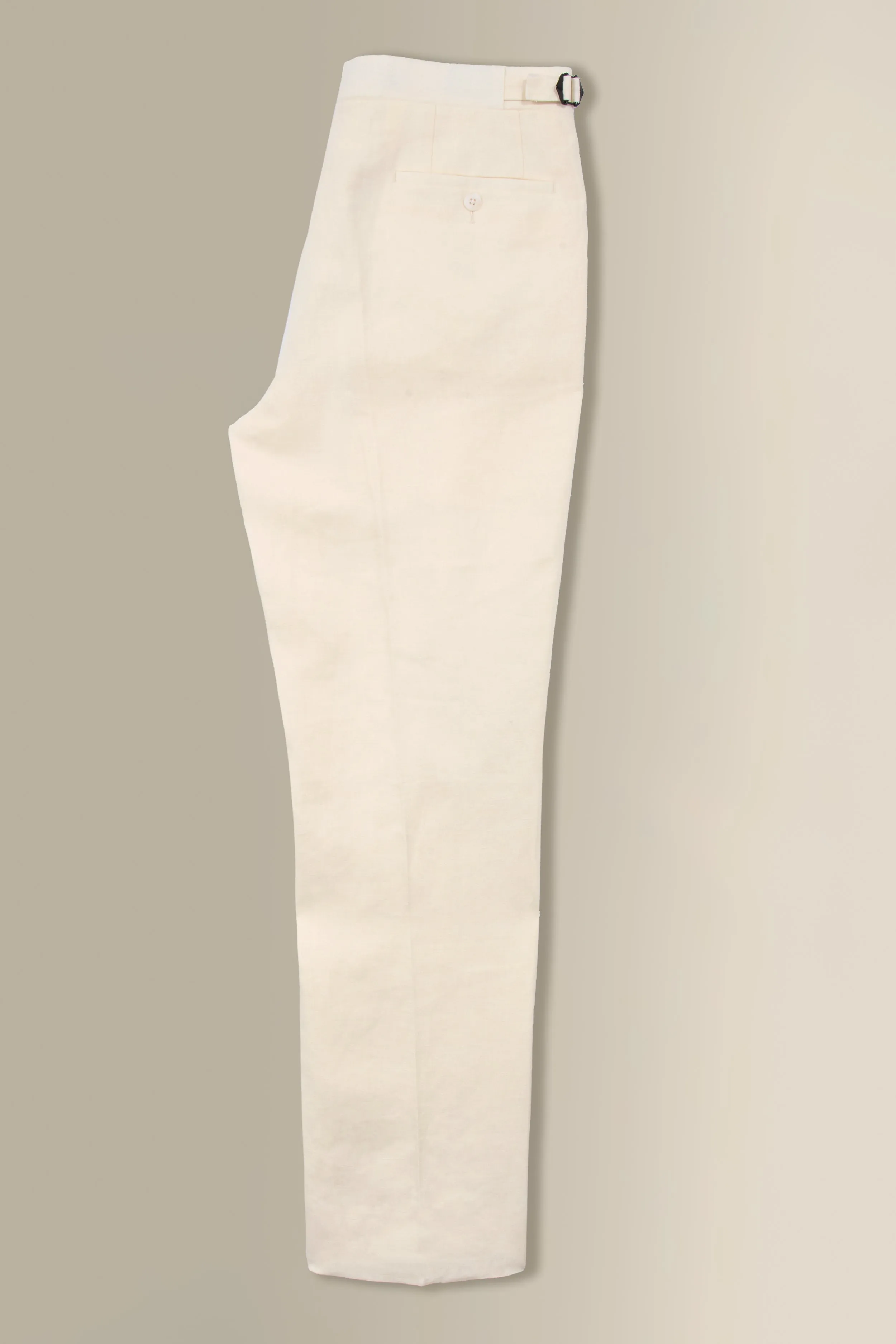 Cream Single Pleat Linen Trousers sold by New & Lingwood product image thumbnail 2