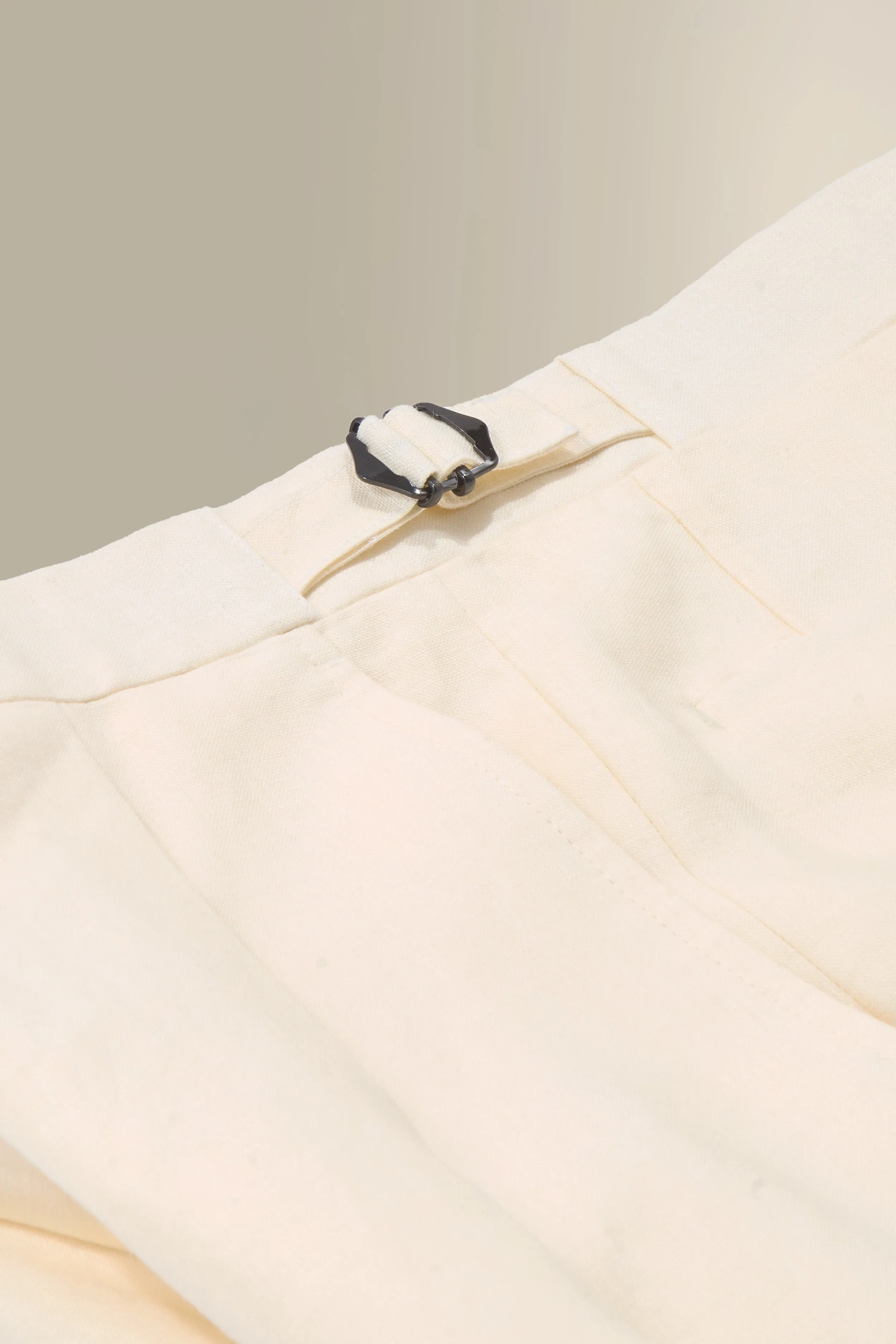 Cream Single Pleat Linen Trousers sold by New & Lingwood product image thumbnail 3