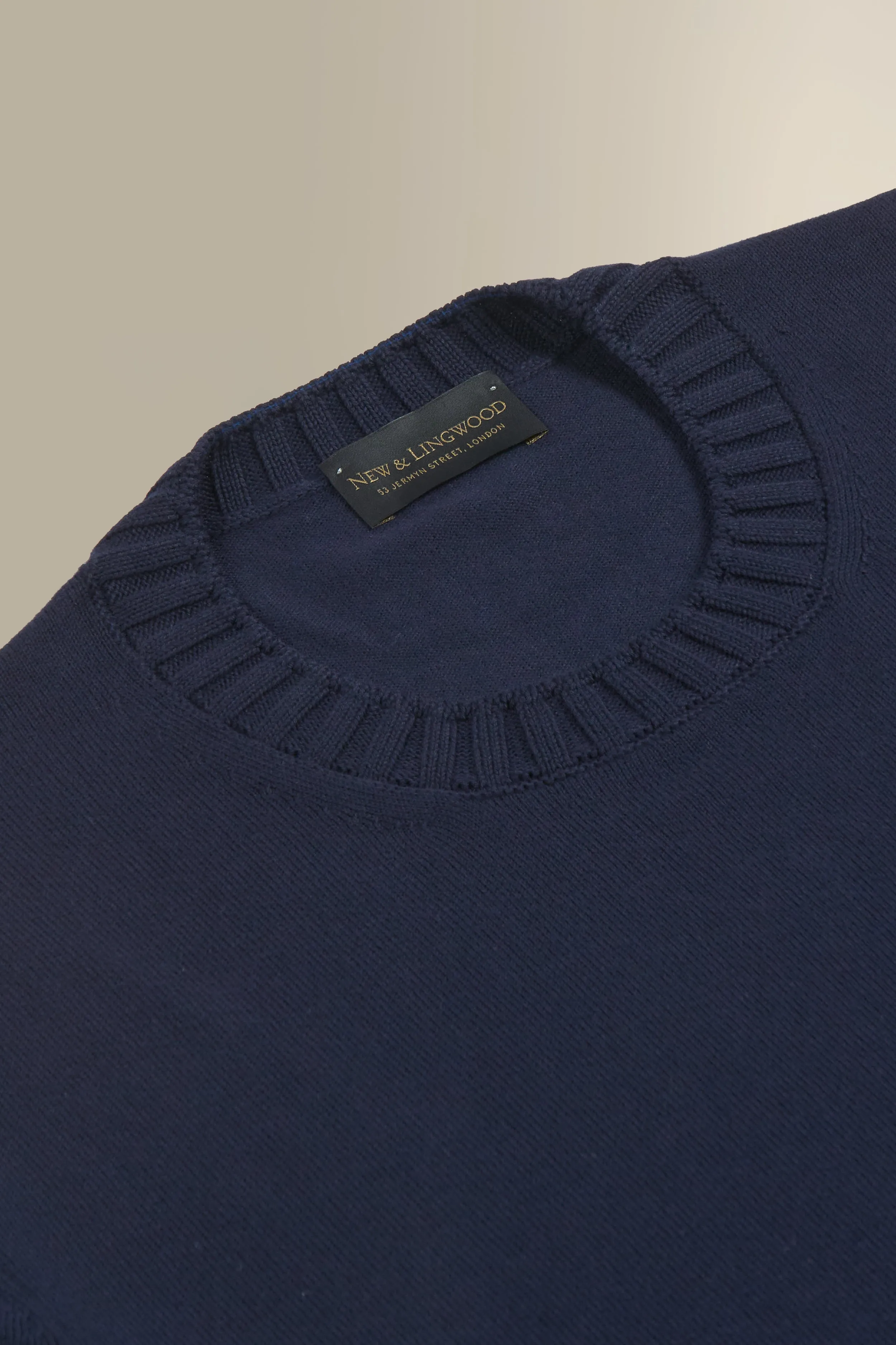 Navy Crew Neck Short Sleeve Knitted T-Shirt sold by New & Lingwood product image thumbnail 3