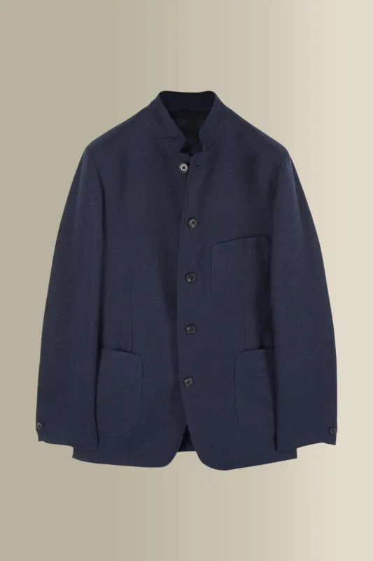 Navy Herringbone 5 Button Jacket made by New & Lingwood