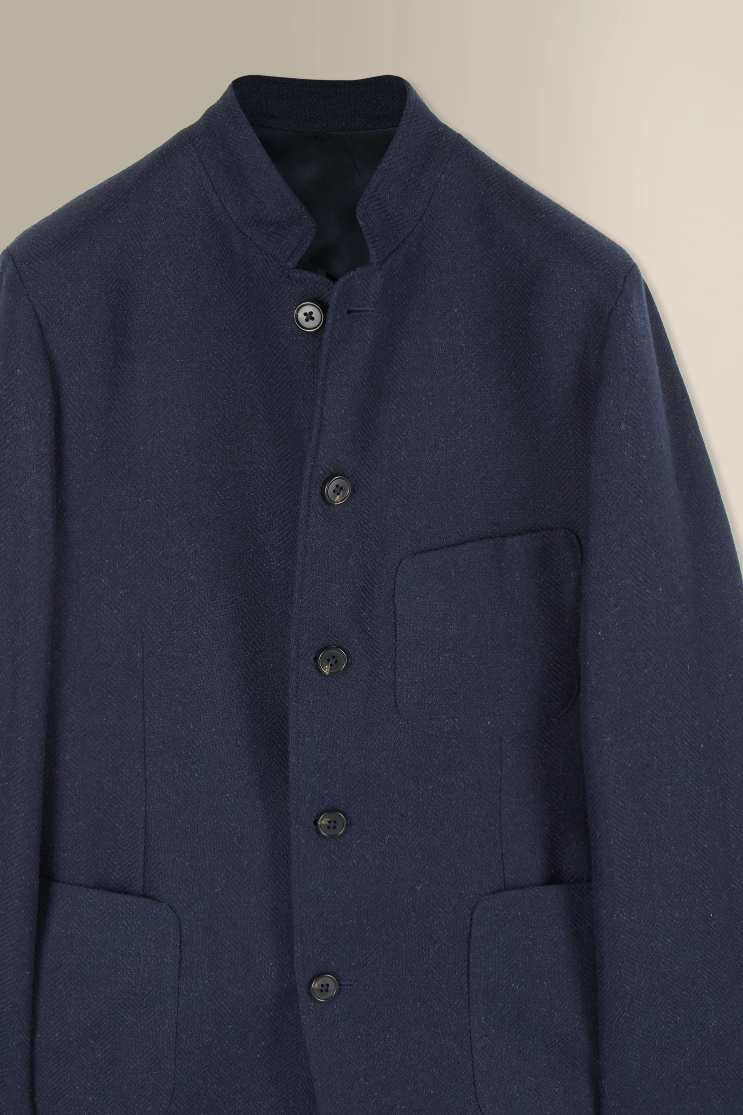 Navy Herringbone 5 Button Jacket sold by New & Lingwood product image thumbnail 2