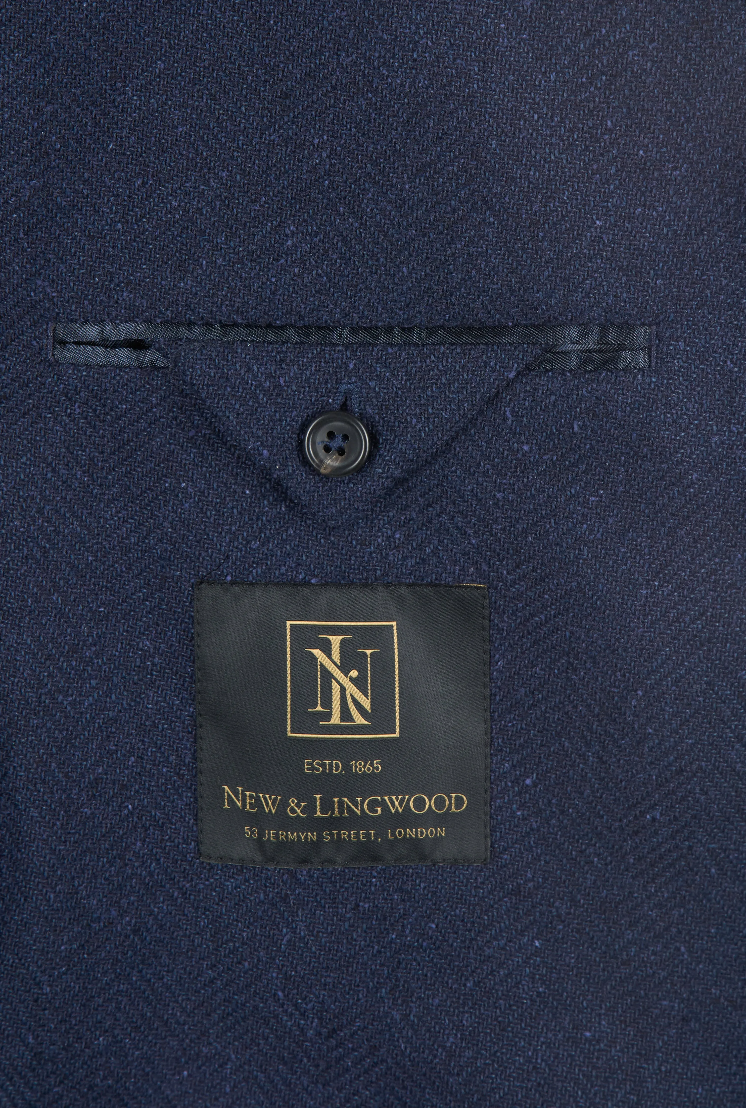 Navy Herringbone 5 Button Jacket sold by New & Lingwood product image thumbnail 4
