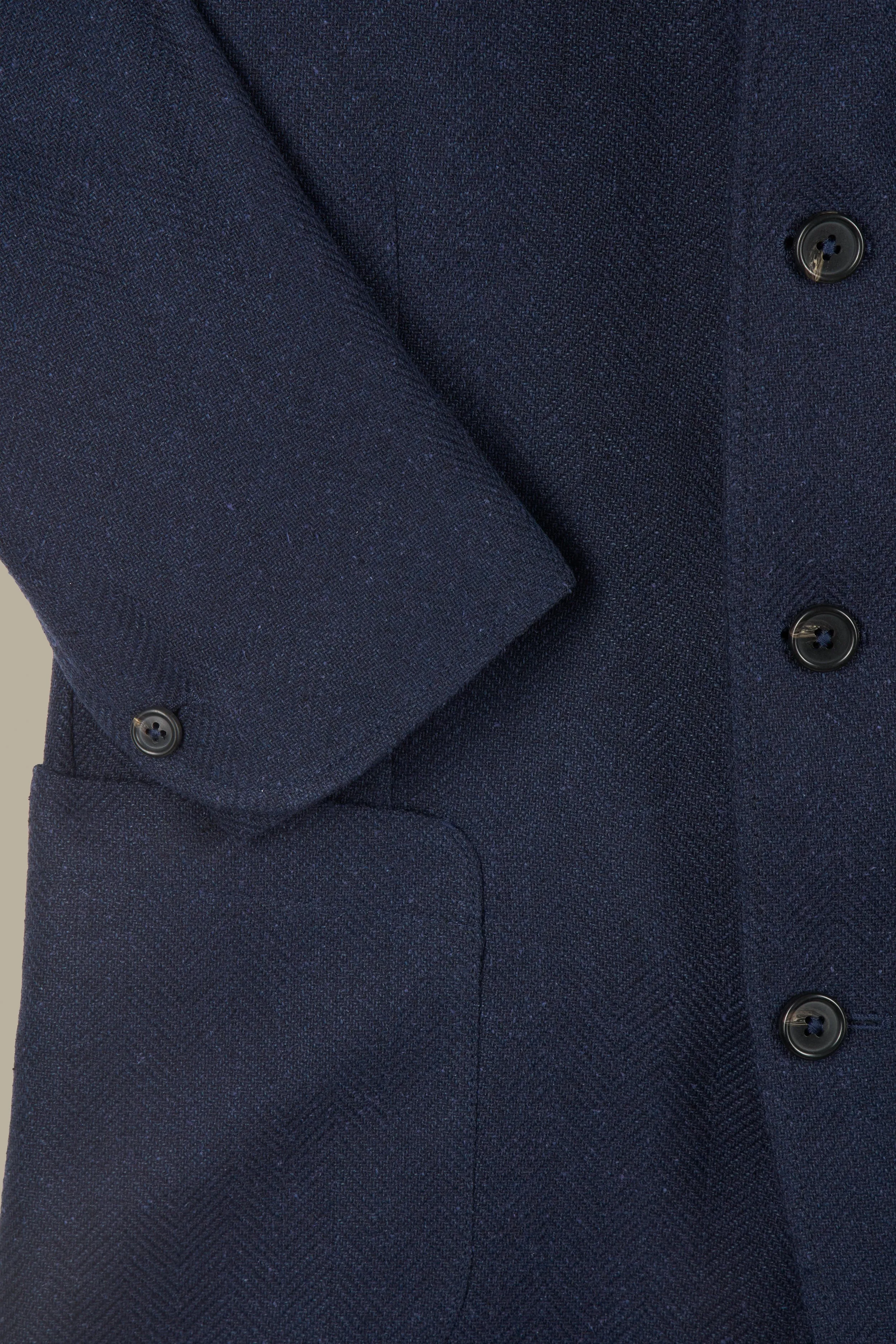 Navy Herringbone 5 Button Jacket sold by New & Lingwood product image thumbnail 3