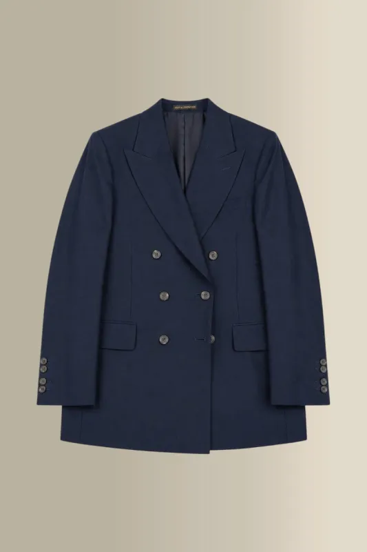 Navy Peak Lapel Double Breasted House Cut Wool & Cashmere Jacket made by New & Lingwood