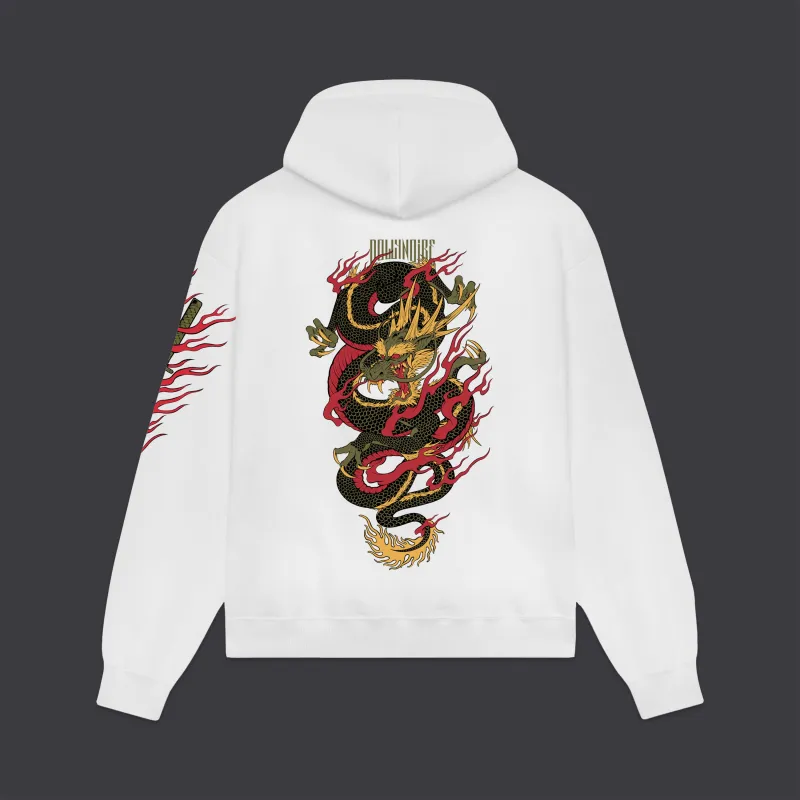Ryu Dragon Hoodie White made by Dolly Noire
