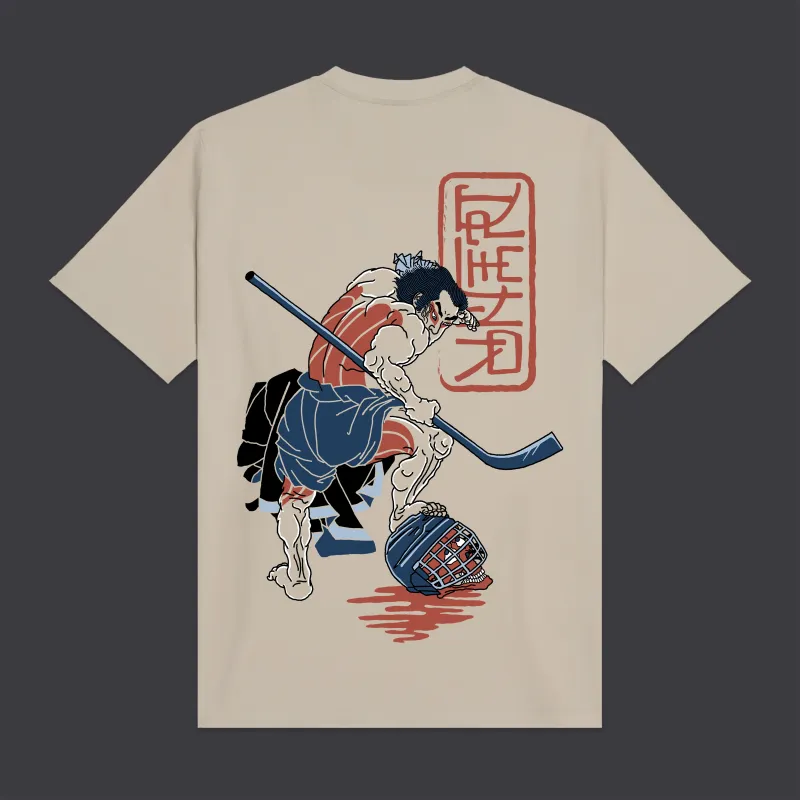 Hockey Samurai Tee Beige made by Dolly Noire