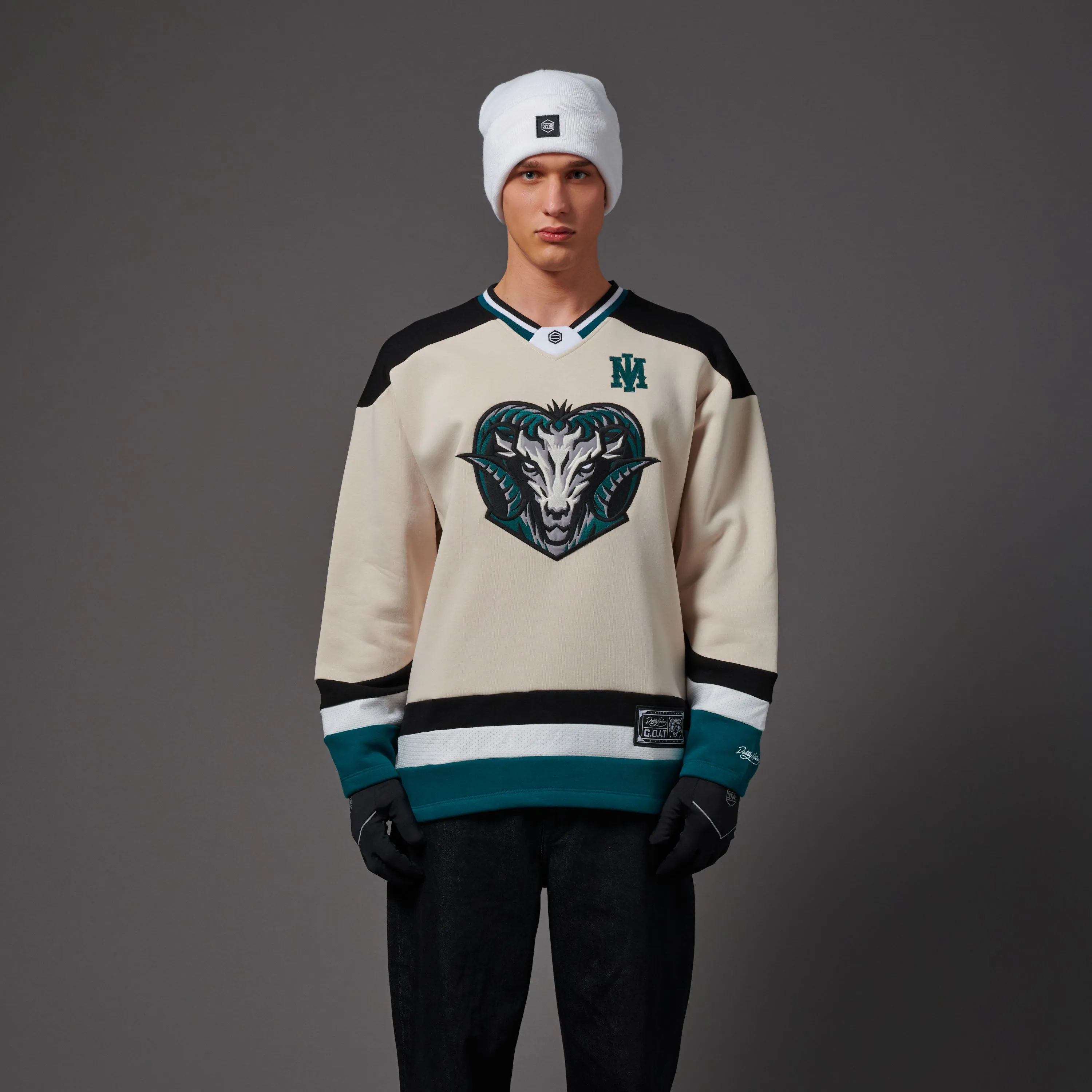 GOAT Hockey Crewneck Beige sold by Dolly Noire product image thumbnail 5