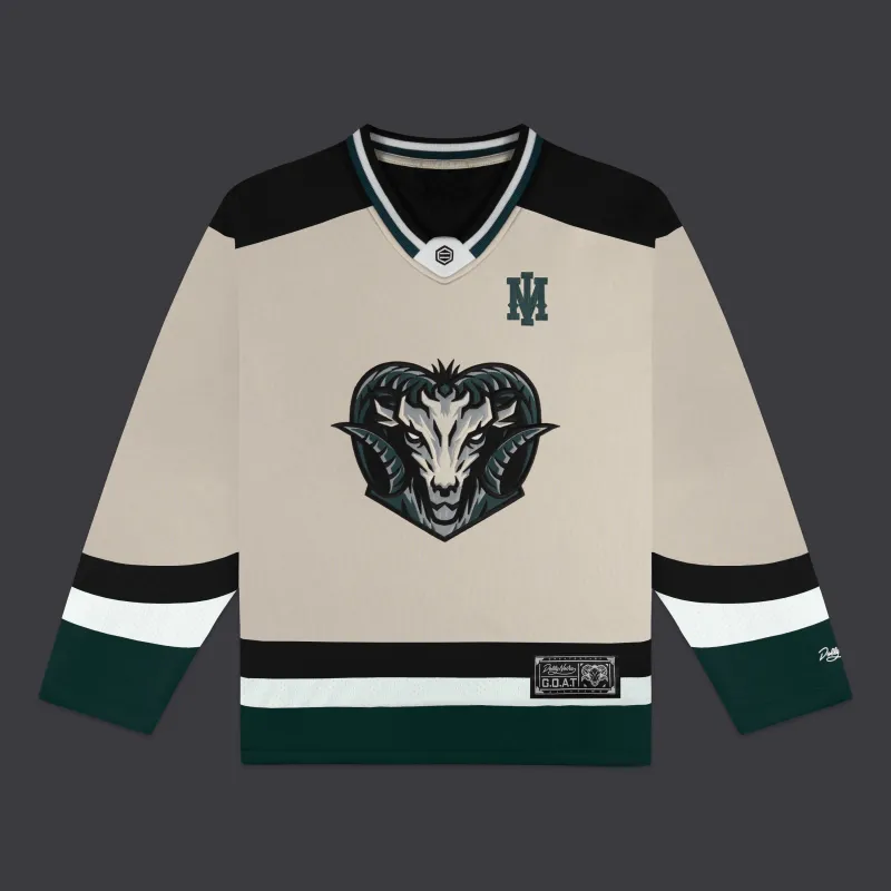 GOAT Hockey Crewneck Beige made by Dolly Noire