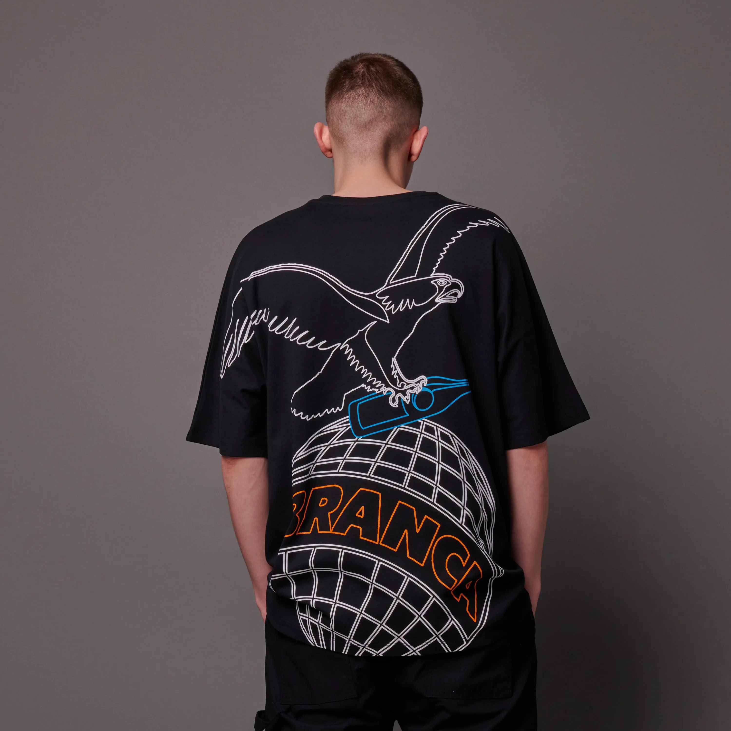 Outline Eagle Over Kimono Tee Black sold by Dolly Noire product image thumbnail 3