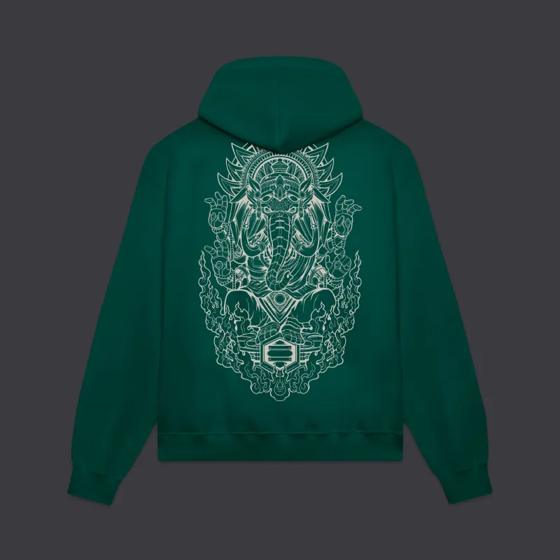 Ganesha Outline Hoodie Teal made by Dolly Noire