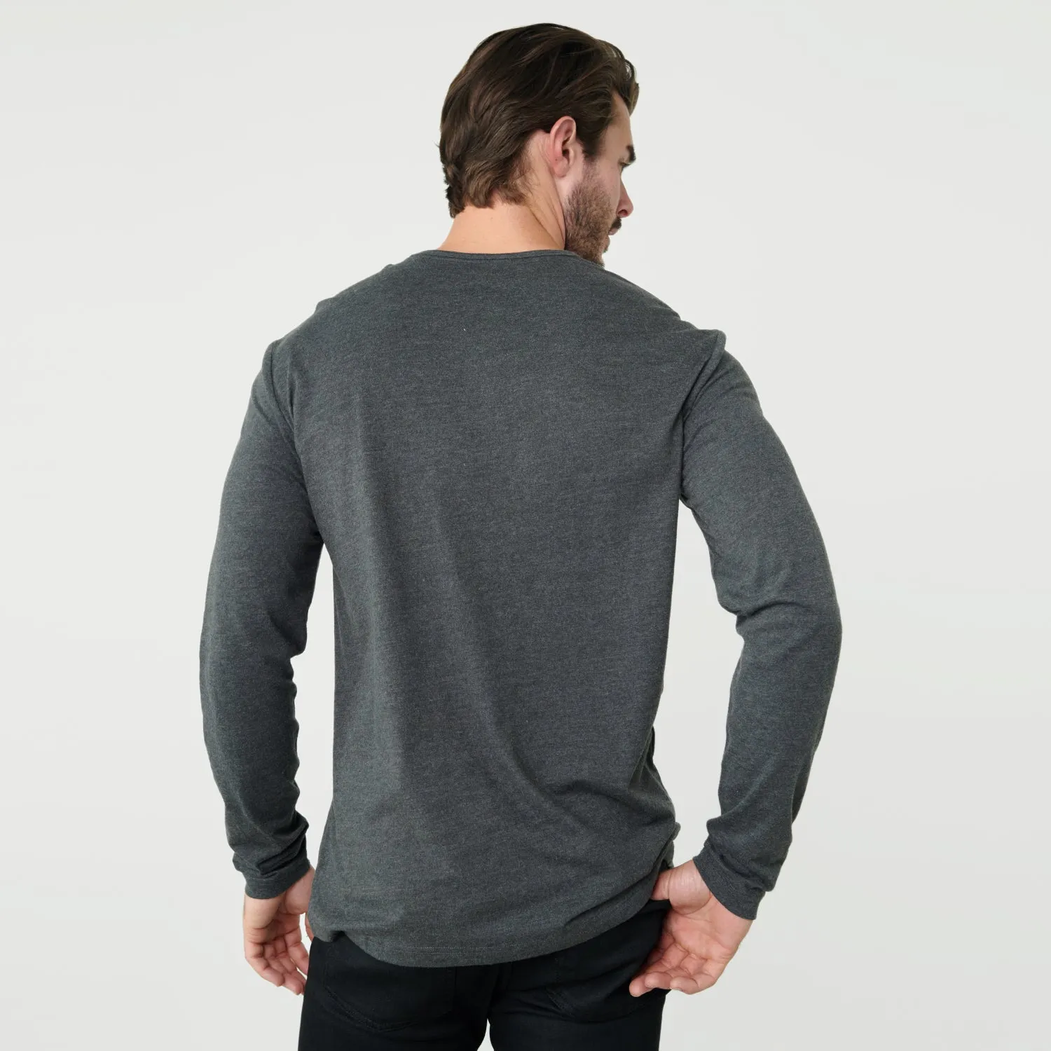 Charcoal Heather Gray Long Sleeve Henley sold by True Classic product image thumbnail 3