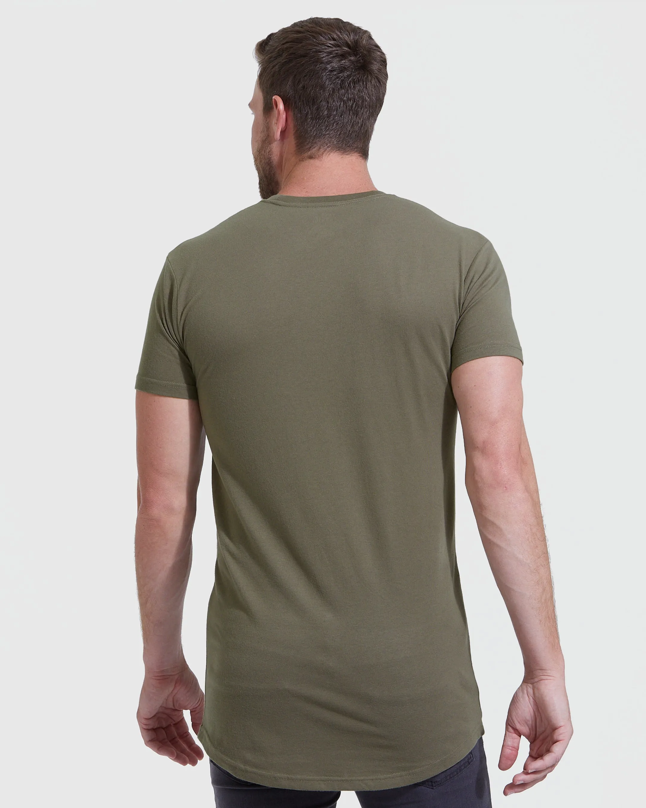 Heather Olive Long Line Crew Neck Tee sold by True Classic product image thumbnail 4