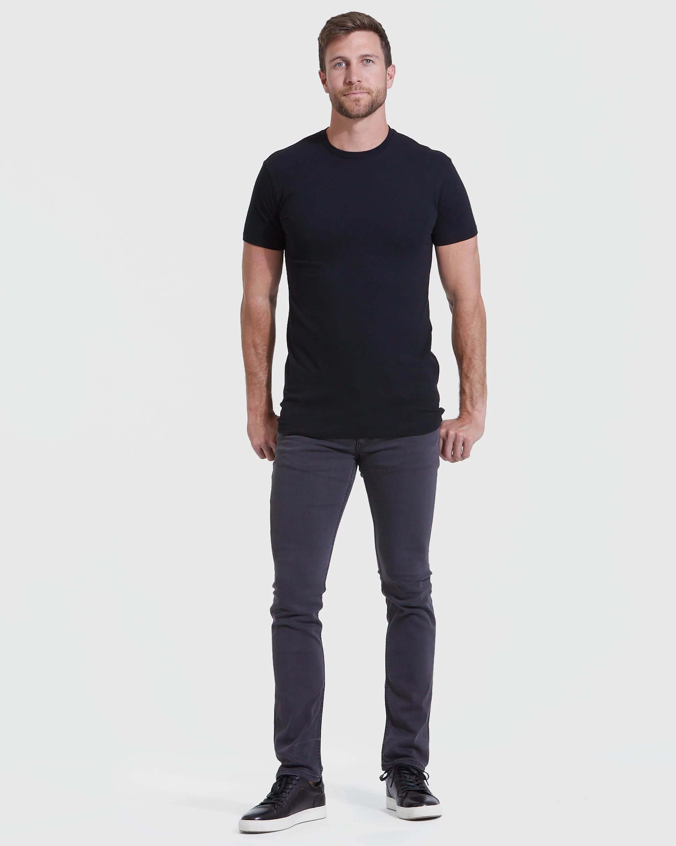 Black Tall Round Hem Crew Neck T-Shirt sold by True Classic product image thumbnail 5