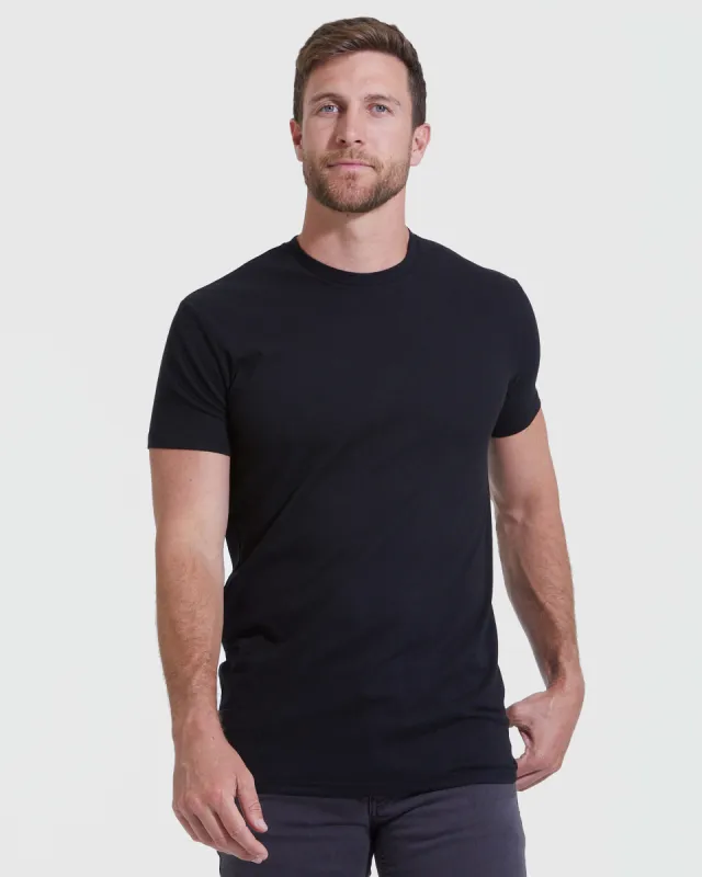 Black Tall Round Hem Crew Neck T-Shirt sold by True Classic