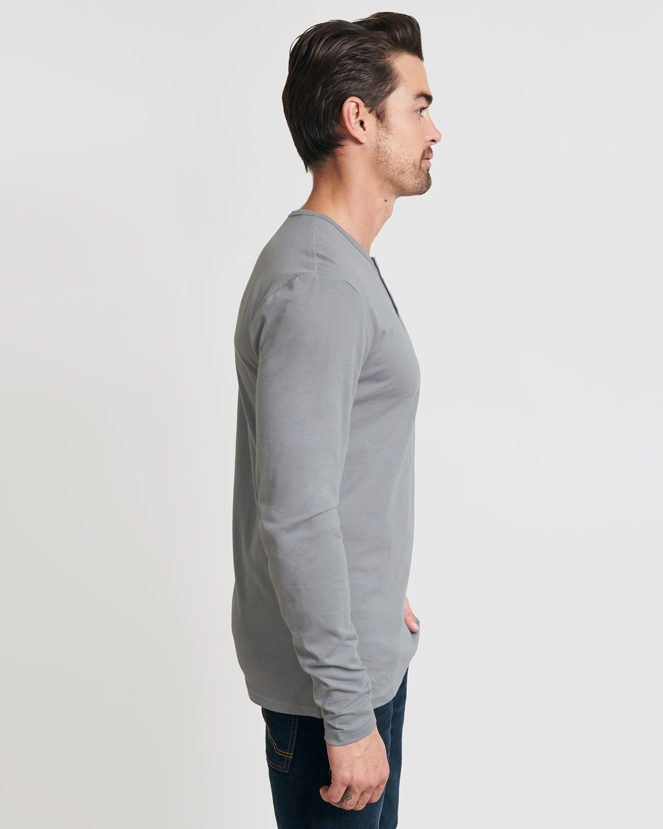 Slate Long Sleeve Henley sold by True Classic product image thumbnail 4