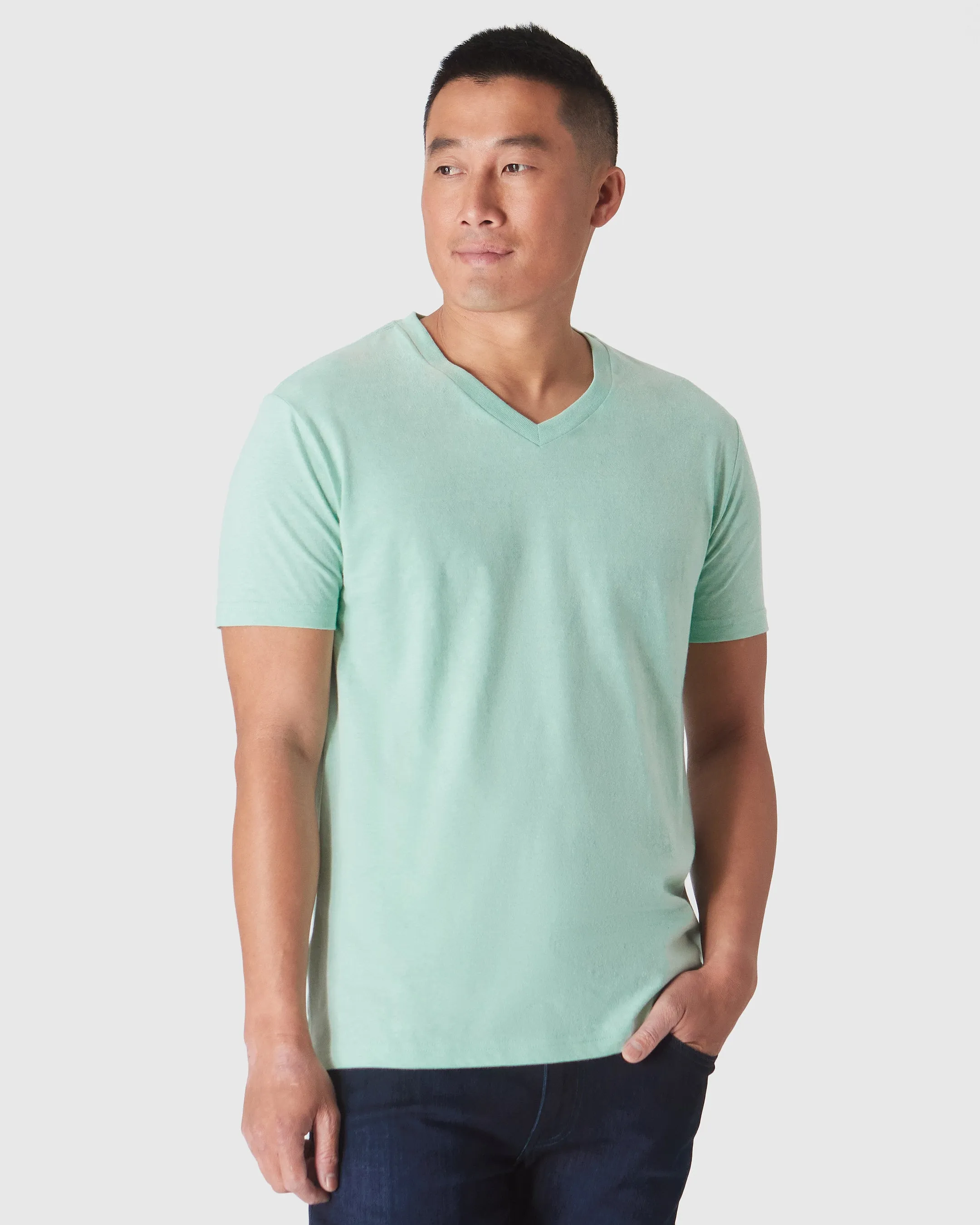 Heather Mist Classic V-Neck sold by True Classic