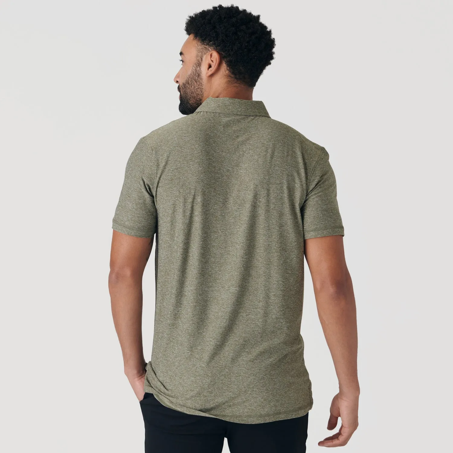 Heather Military Green Active Short Sleeve Polo sold by True Classic product image thumbnail 3