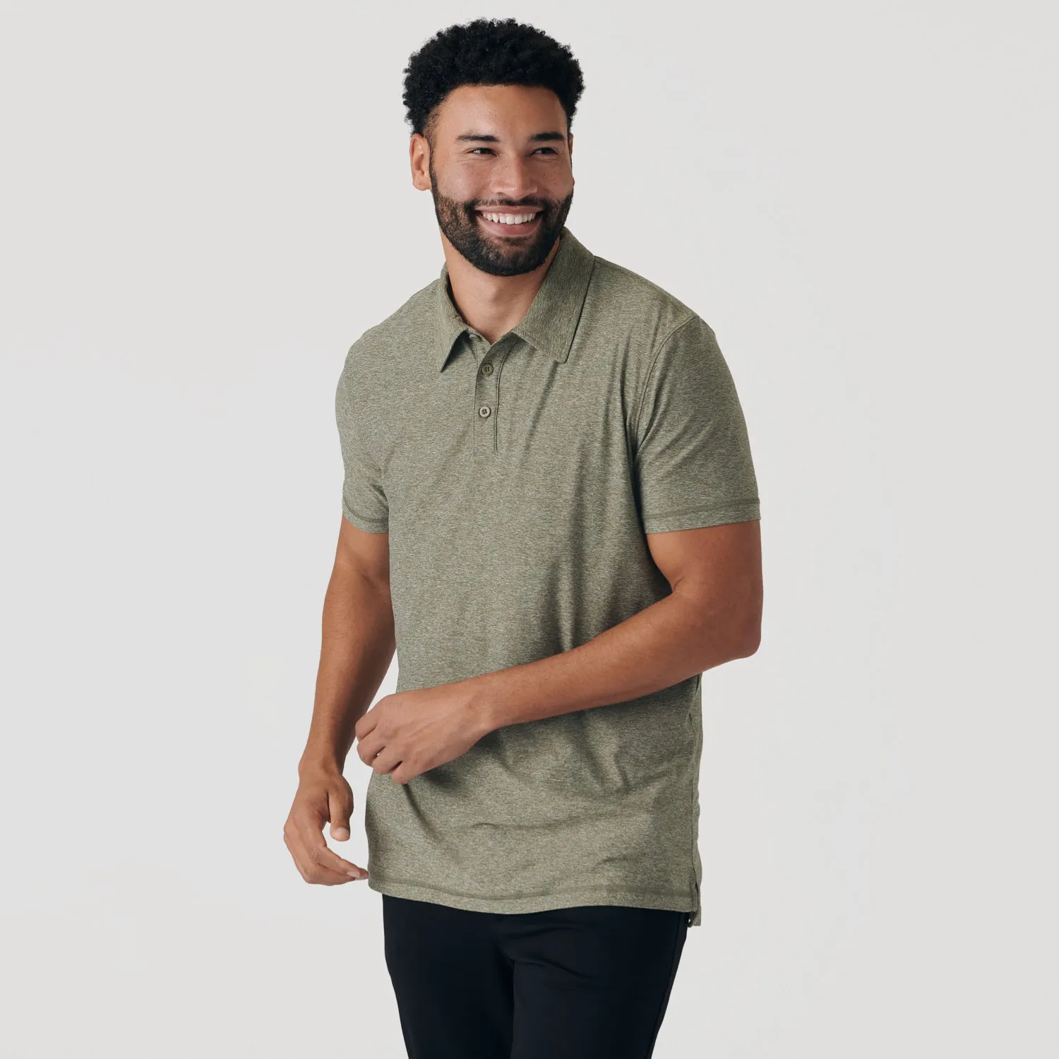 Heather Military Green Active Short Sleeve Polo sold by True Classic