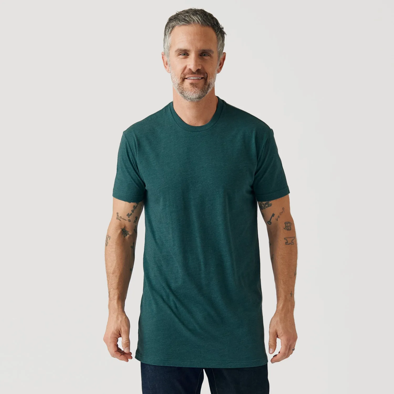 Heather Emerald Tall Round Hem Crew Neck T-Shirt sold by True Classic