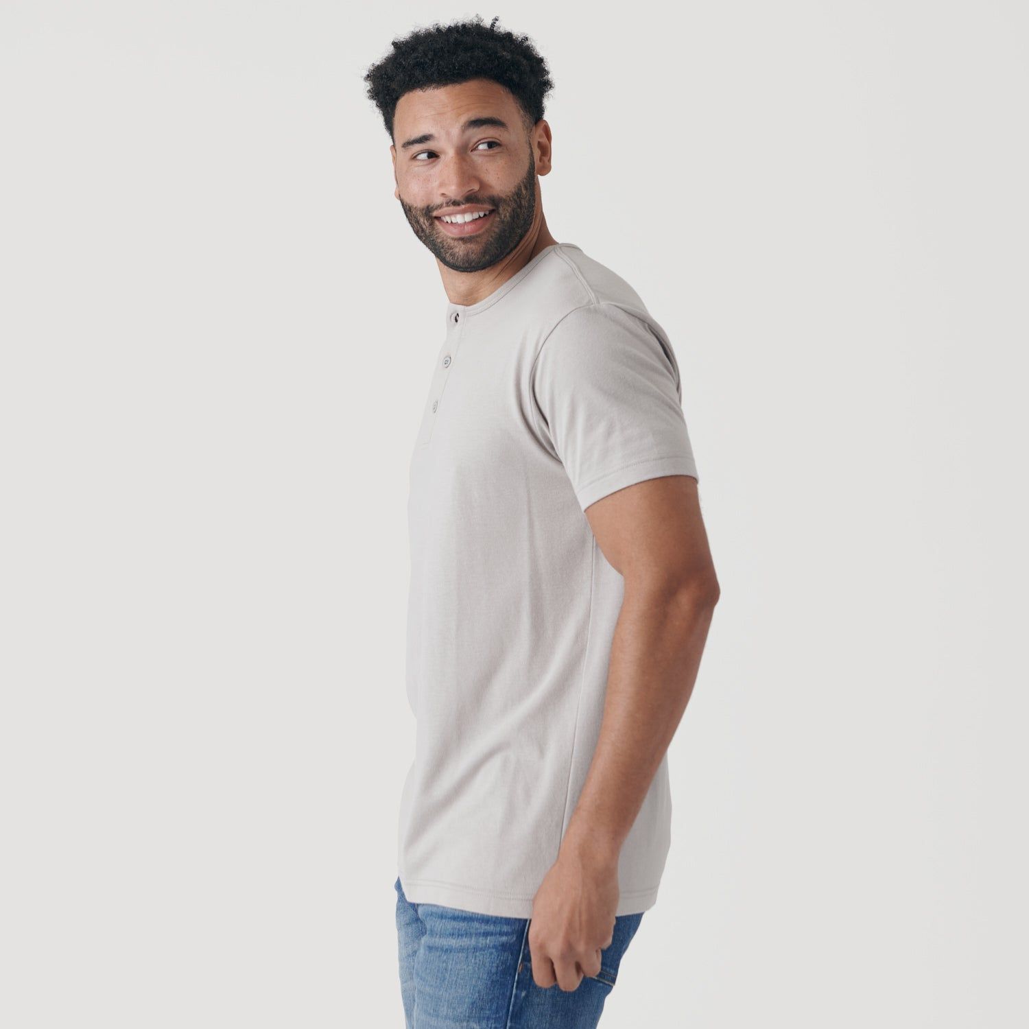 Light Gray Short Sleeve Henley sold by True Classic product image thumbnail 4